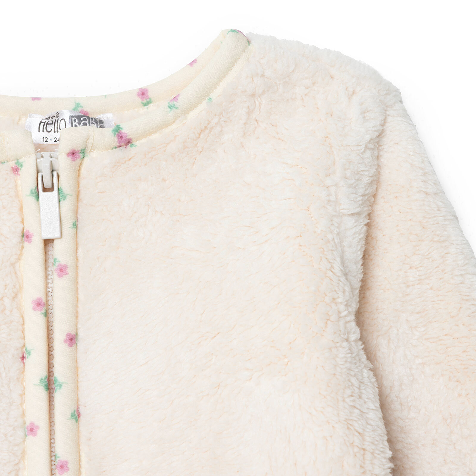 Kız Bebek Floral Teddy Bear Welsoft Hırka Bisiklet Yaka Uzun Kol