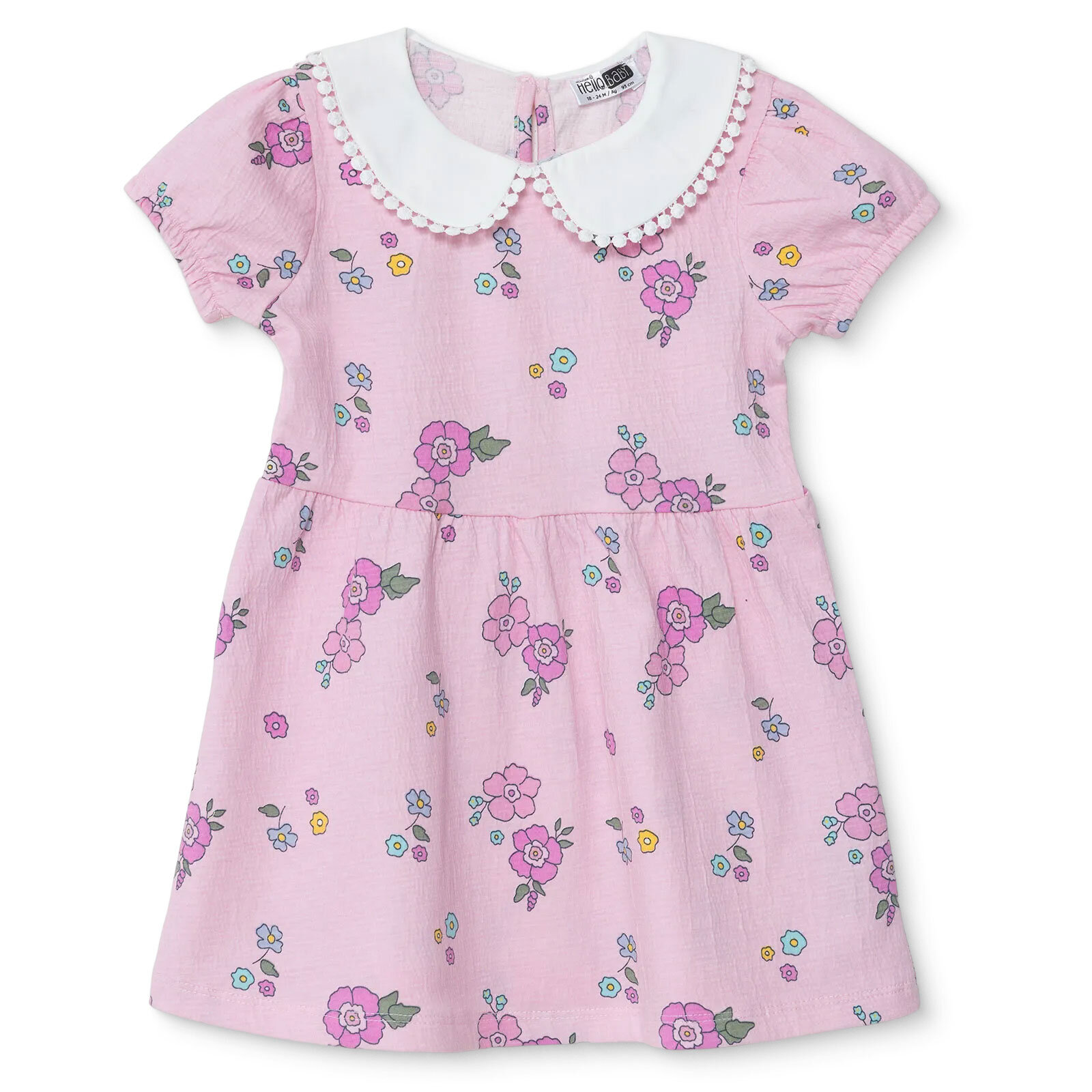 Kız Bebek Flower Garden Elbise Gömlek Yaka Kısa Kol