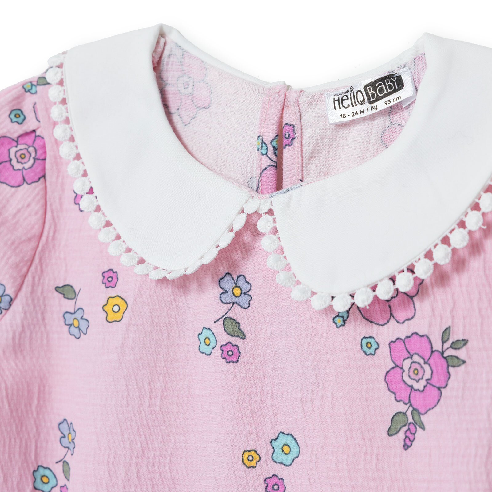 Kız Bebek Flower Garden Elbise Gömlek Yaka Kısa Kol