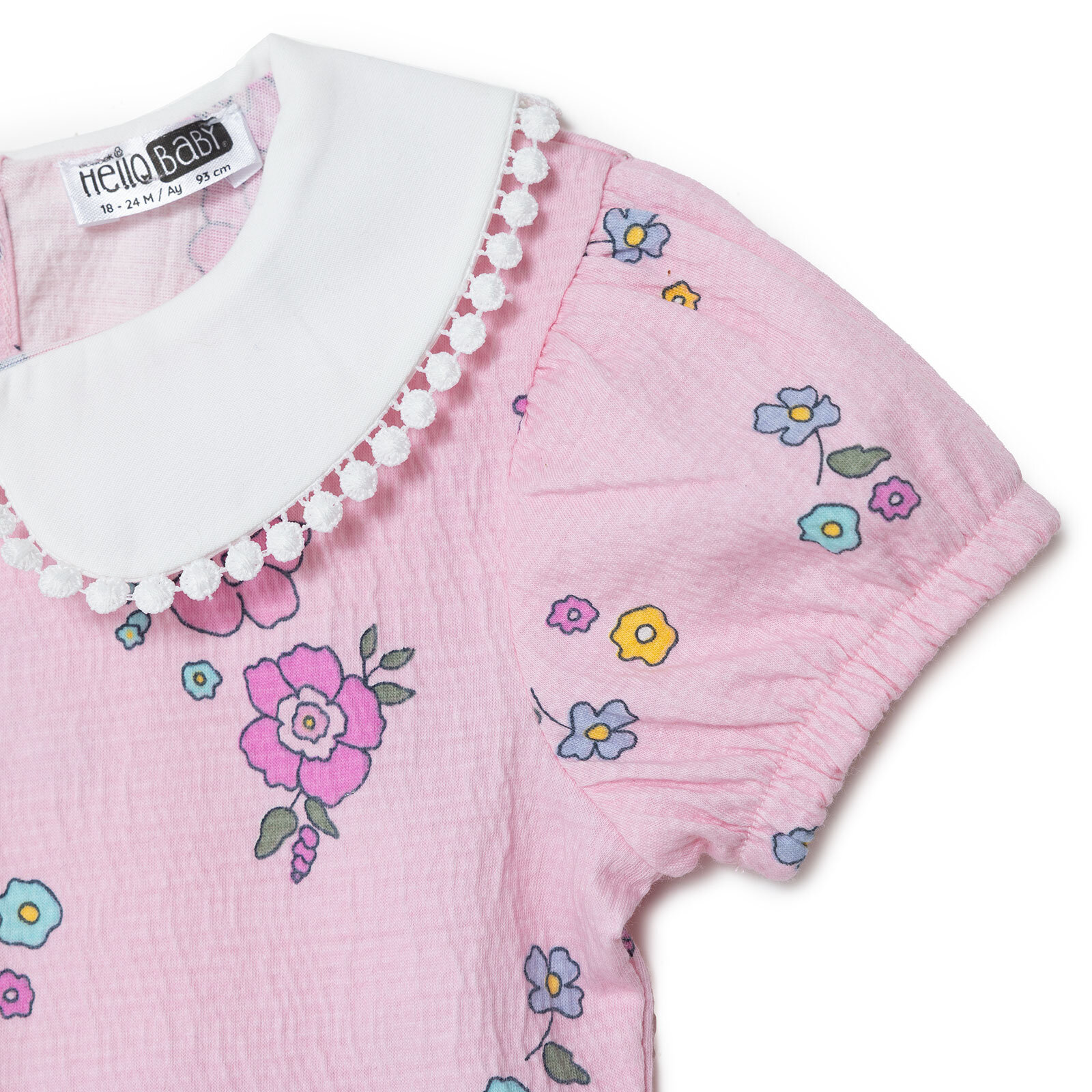 Kız Bebek Flower Garden Elbise Gömlek Yaka Kısa Kol