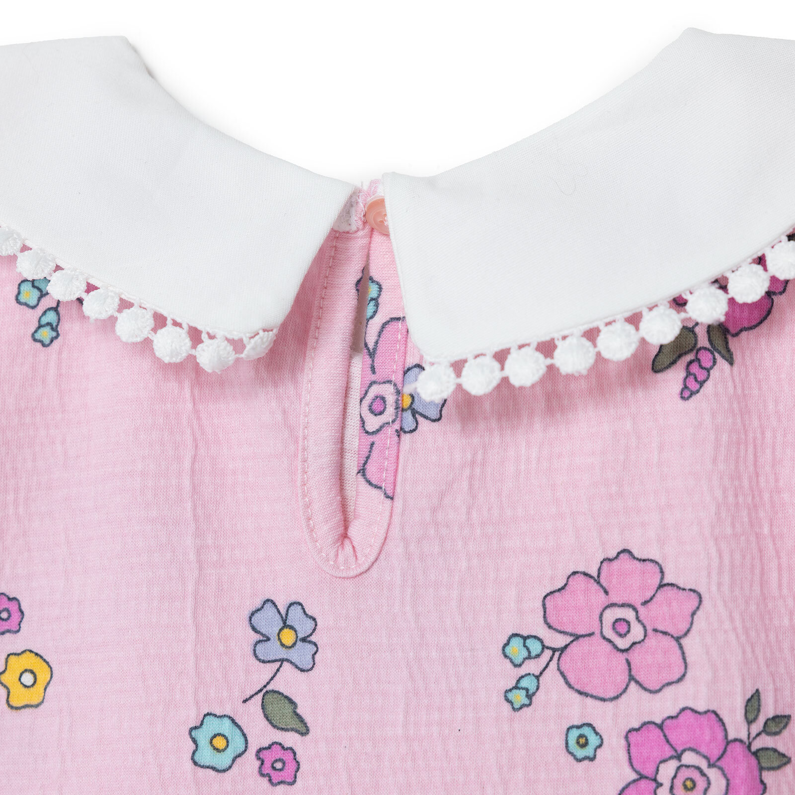 Kız Bebek Flower Garden Elbise Gömlek Yaka Kısa Kol