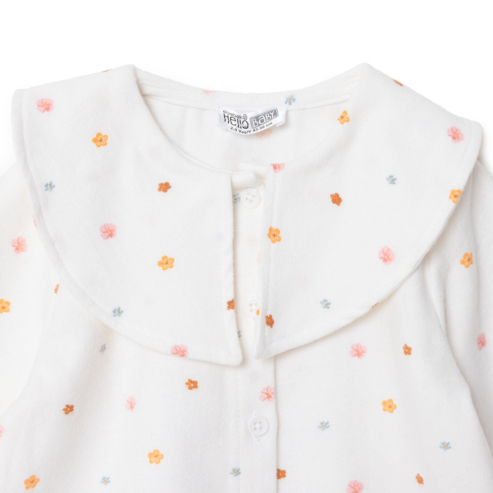 Kız Bebek Gömlek Düğmeli Bebe Yaka Uzun Kol Kız Bebek Gömlek Düğmeli Bebe Yaka Uzun Kol