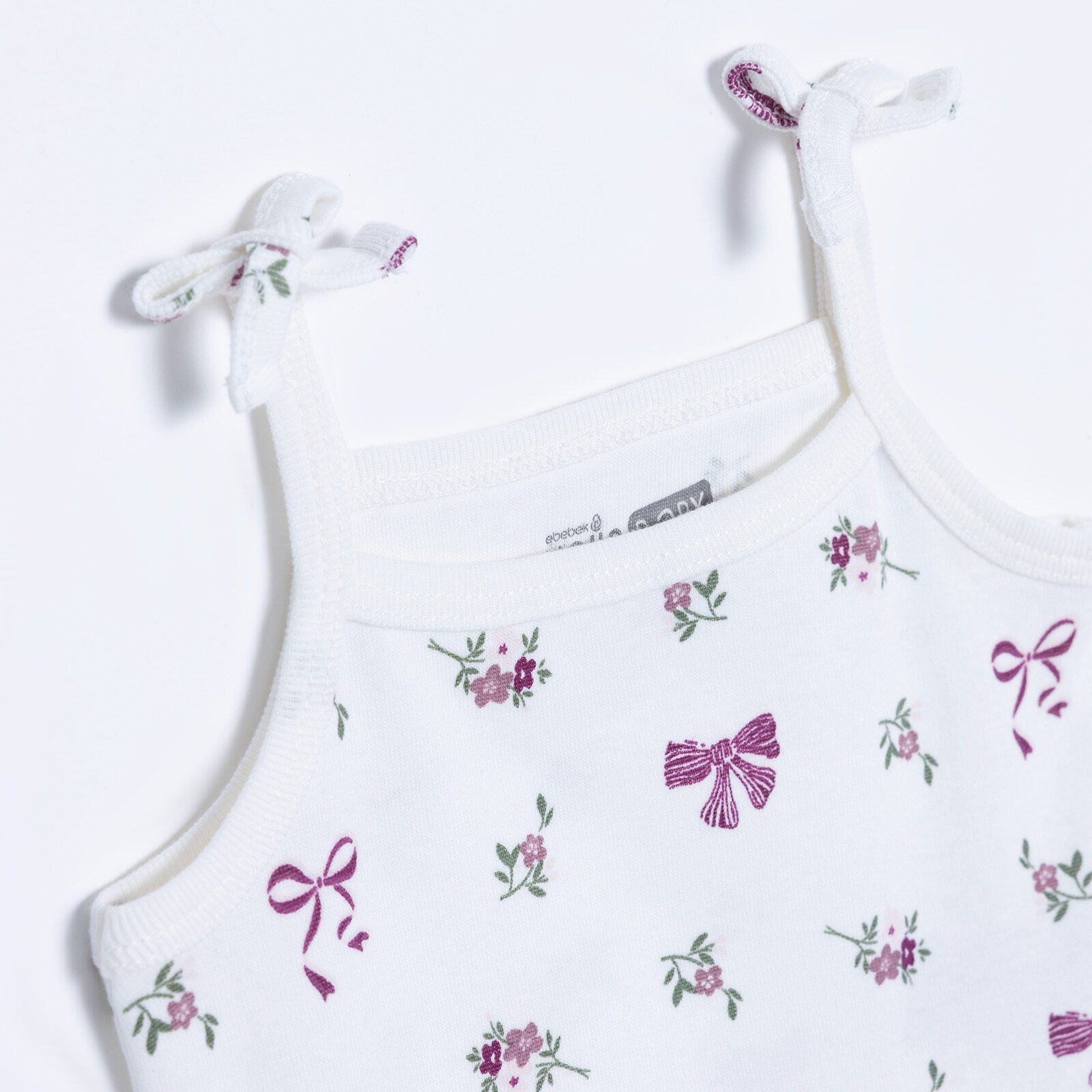 Kız Bebek İp Askılı Body Bisiklet Yaka Kısa Kol