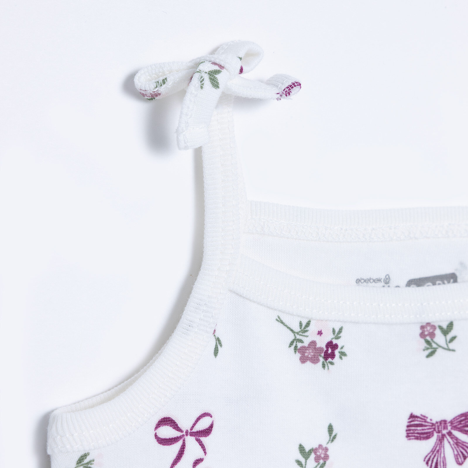 Kız Bebek İp Askılı Body Bisiklet Yaka Kısa Kol