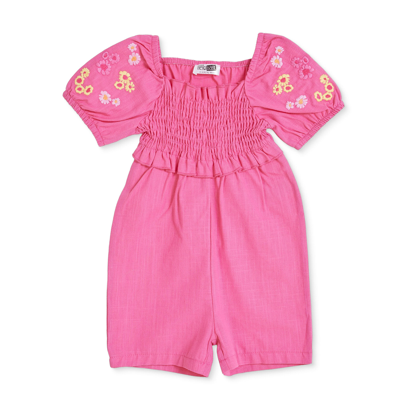 Kız Bebek Joyful Botanica Kısa Tulum Modelli Yaka Kısa Kol Reçme Paça