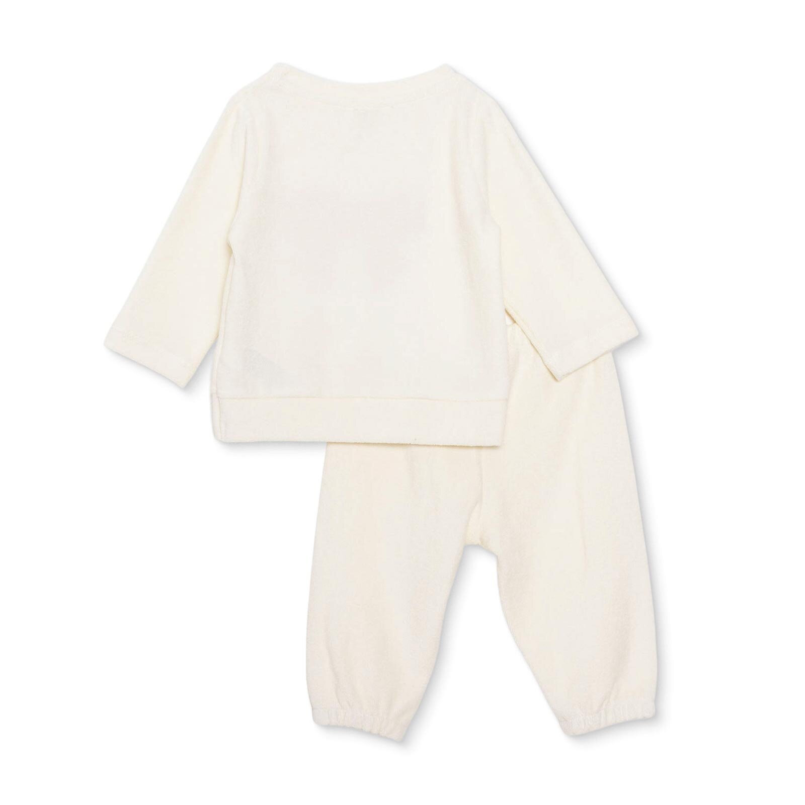 Kız Bebek Kadife Pijama Takımı Bisiklet Yaka Uzun Kol Ribanalı Paça