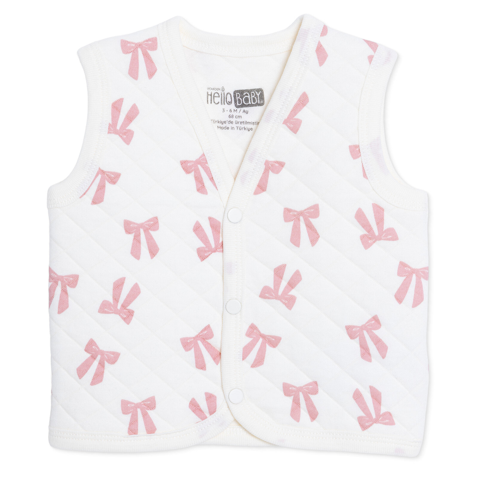 Kız Bebek Kapitone Yelek V Yaka Atlet Kol