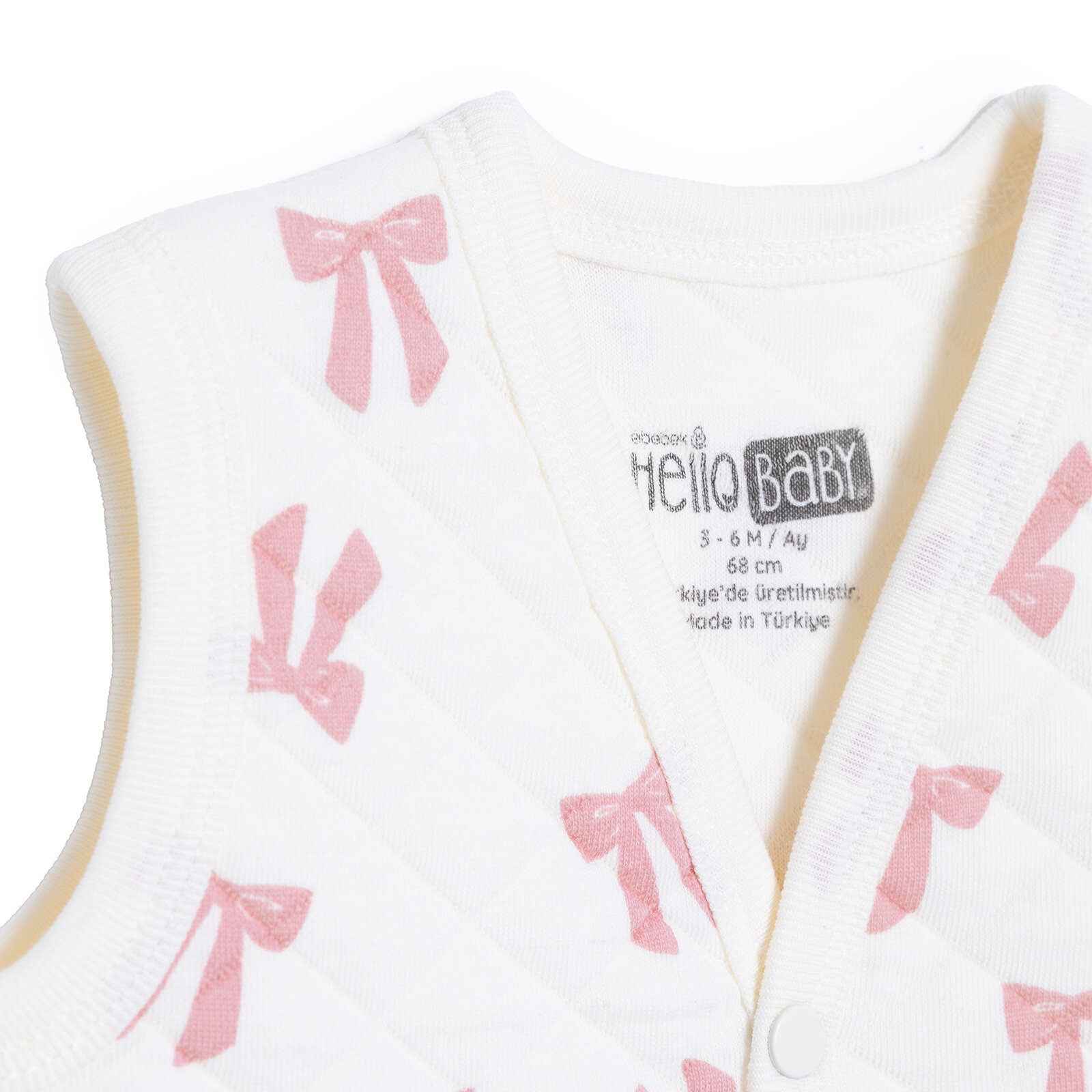 Kız Bebek Kapitone Yelek V Yaka Atlet Kol