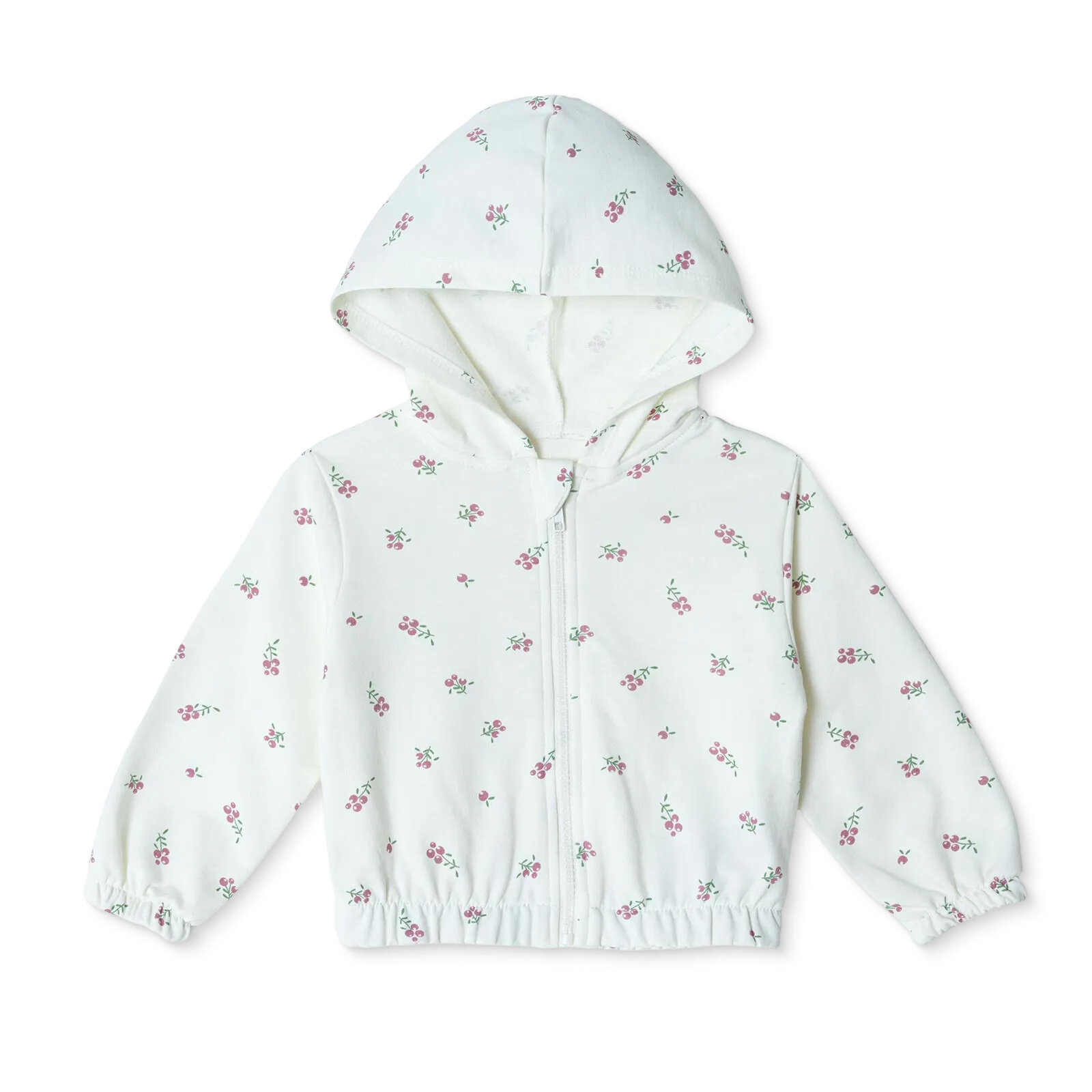 Kız Bebek Kapüşonlu Hırka İki İplik Kapüşonlu Yaka  Uzun Kol