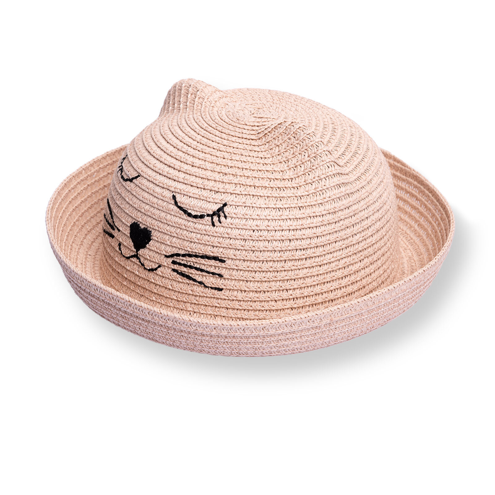 Kız Bebek Kedi Hasır Şapka