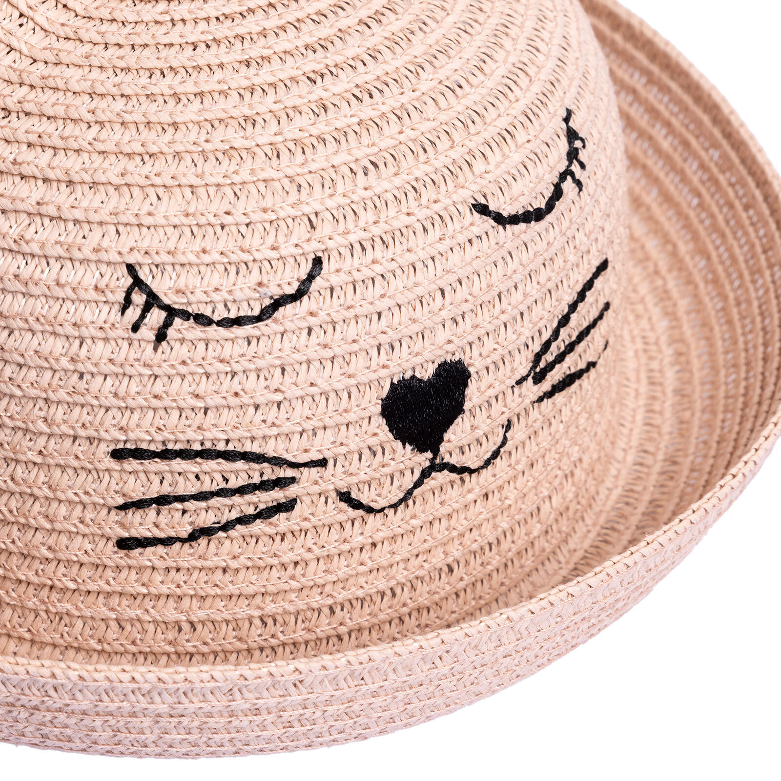 Kız Bebek Kedi Hasır Şapka