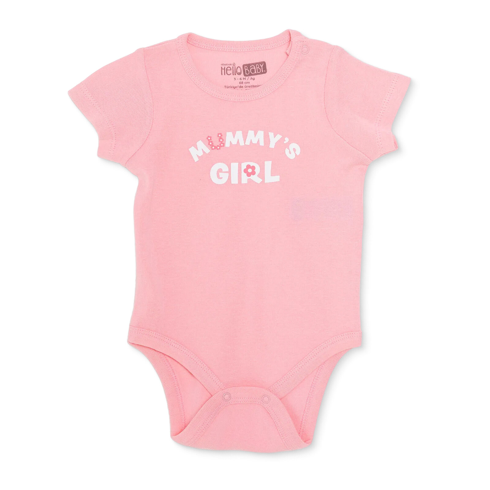 Kız Bebek Kısa Kol Body Ribana Çıtçıtlı Yaka Kısa Kol