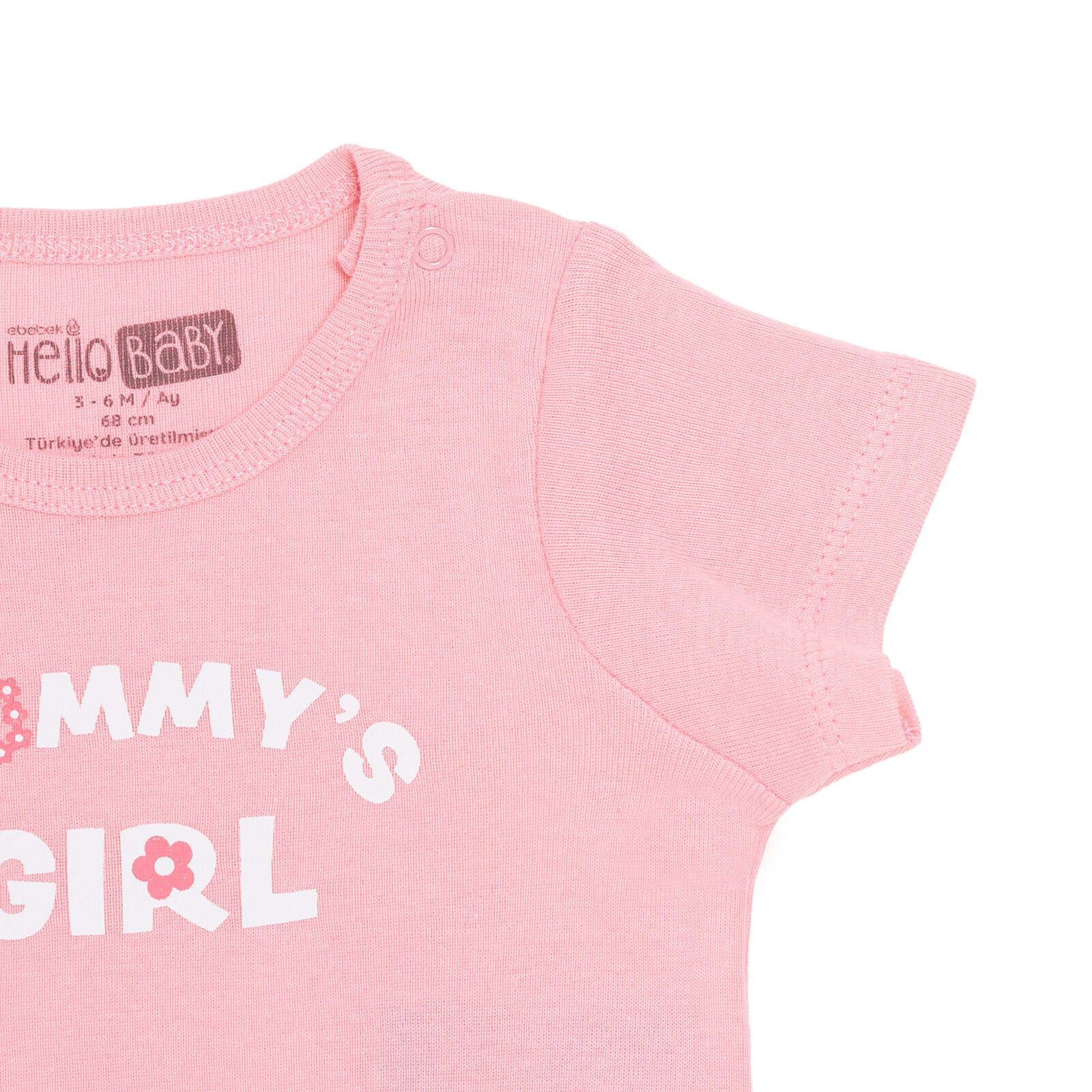 Kız Bebek Kısa Kol Body Ribana Çıtçıtlı Yaka Kısa Kol