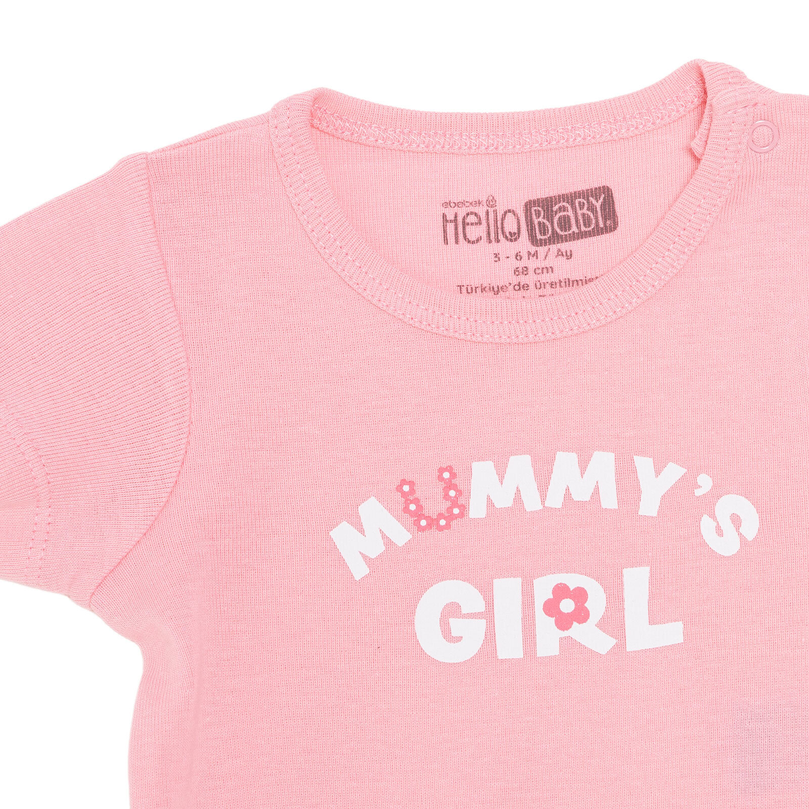 Kız Bebek Kısa Kol Body Ribana Çıtçıtlı Yaka Kısa Kol