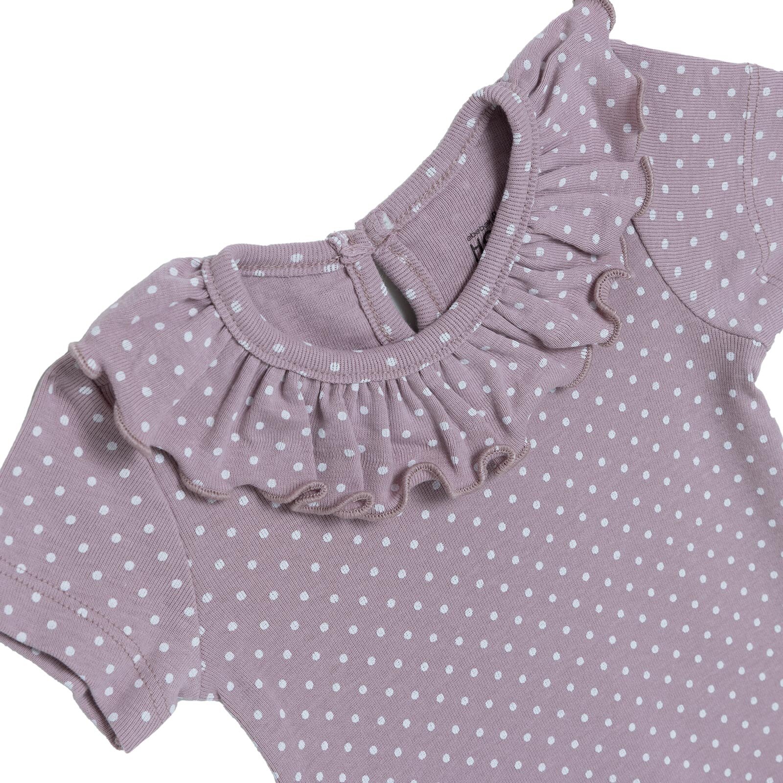 Kız Bebek Kısa Kol Body Ribana Çıtçıtlı Yaka Kısa Kol