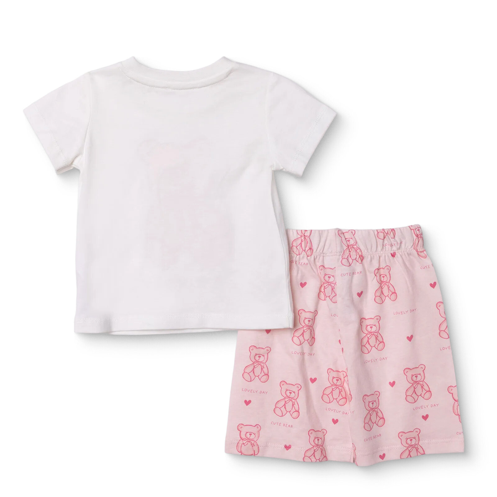 Kız Bebek Kısa Kol Pijama Takımı Bisiklet Yaka Kısa Kol Reçme Paça