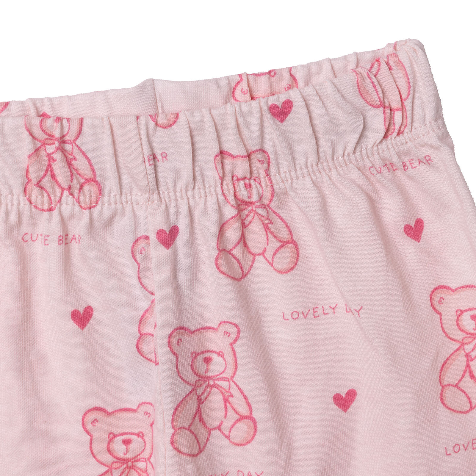 Kız Bebek Kısa Kol Pijama Takımı Bisiklet Yaka Kısa Kol Reçme Paça