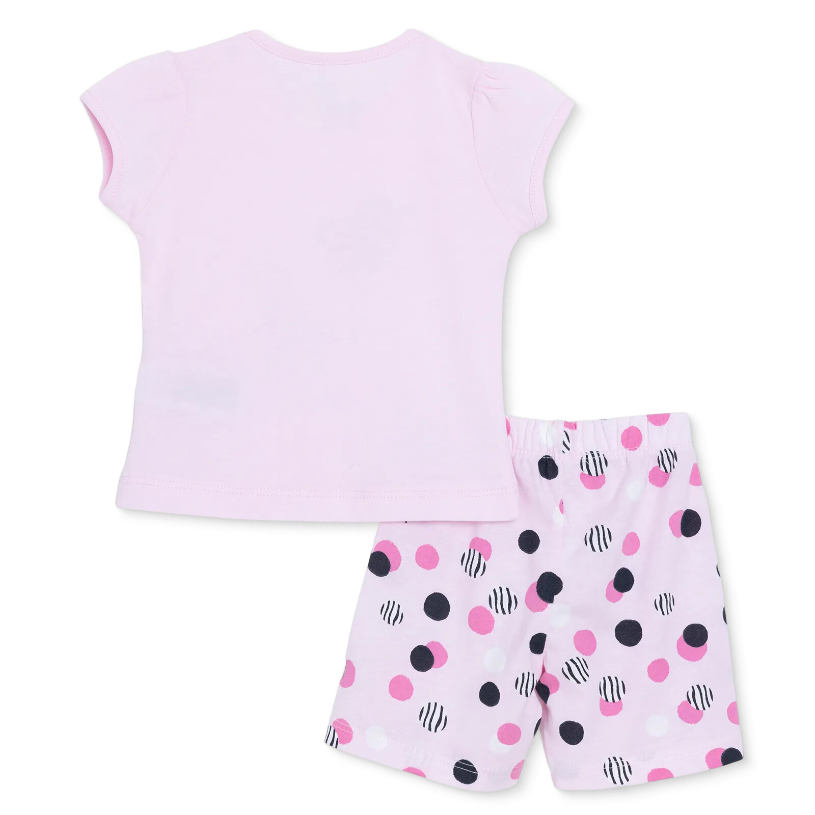 Kız Bebek Kısa Kol Pijama Takımı Bisiklet Yaka Kısa Kol Reçme Paça