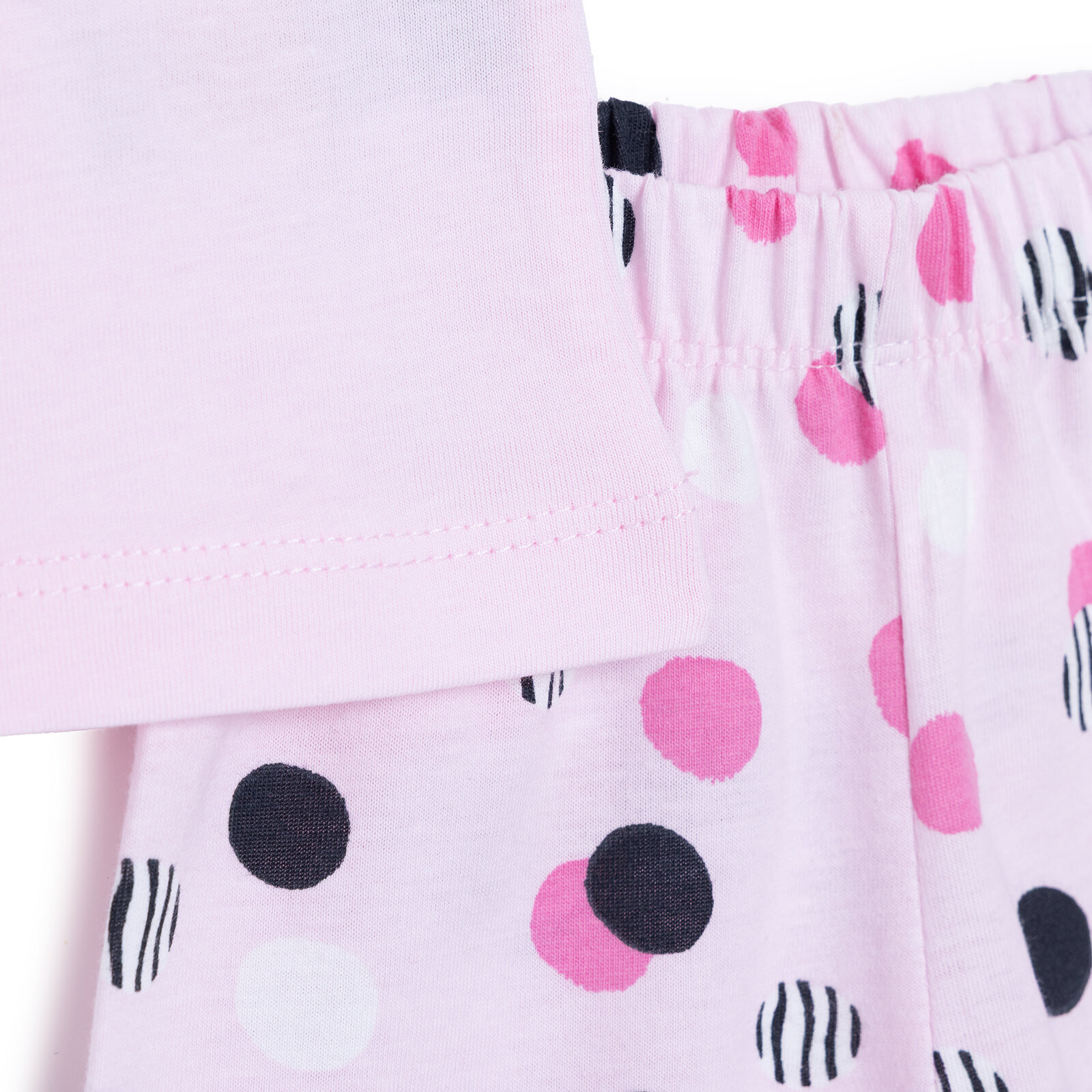 Kız Bebek Kısa Kol Pijama Takımı Bisiklet Yaka Kısa Kol Reçme Paça