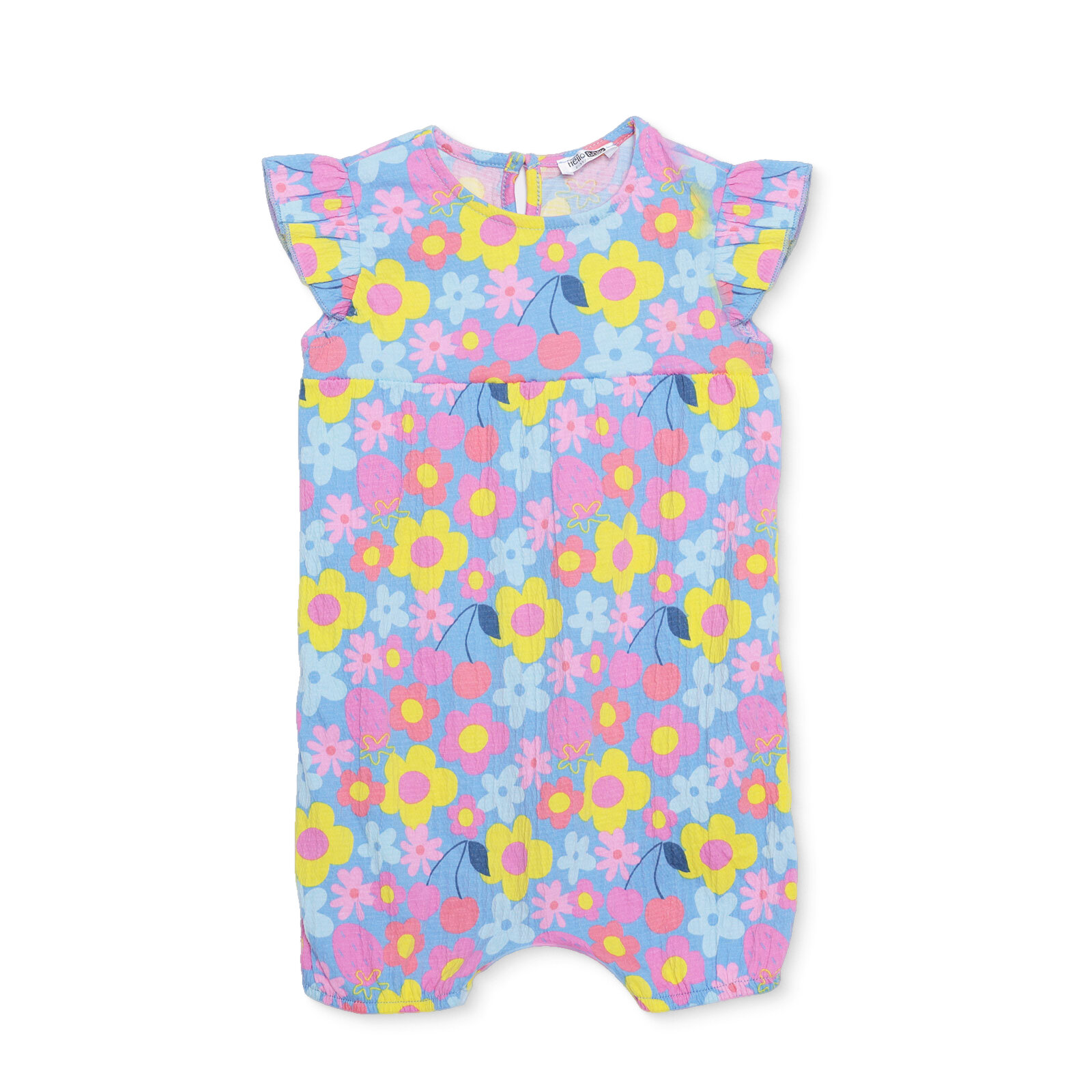 Kız Bebek Kısa Tulum Bisiklet Yaka Kısa Kol Lastikli Paça Kız Bebek Kısa Tulum Bisiklet Yaka Kısa Kol Lastikli Paça