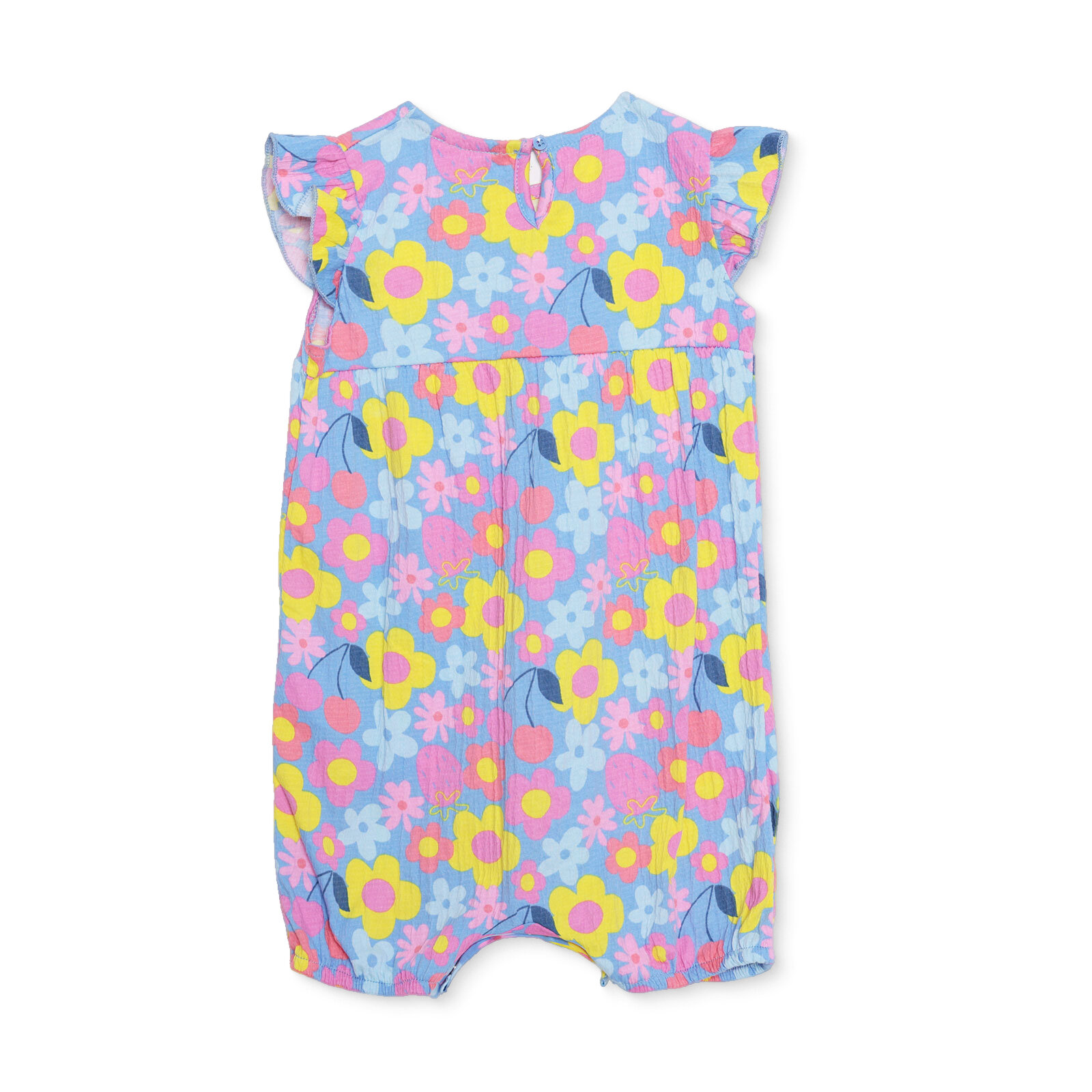 Kız Bebek Kısa Tulum Bisiklet Yaka Kısa Kol Lastikli Paça Kız Bebek Kısa Tulum Bisiklet Yaka Kısa Kol Lastikli Paça