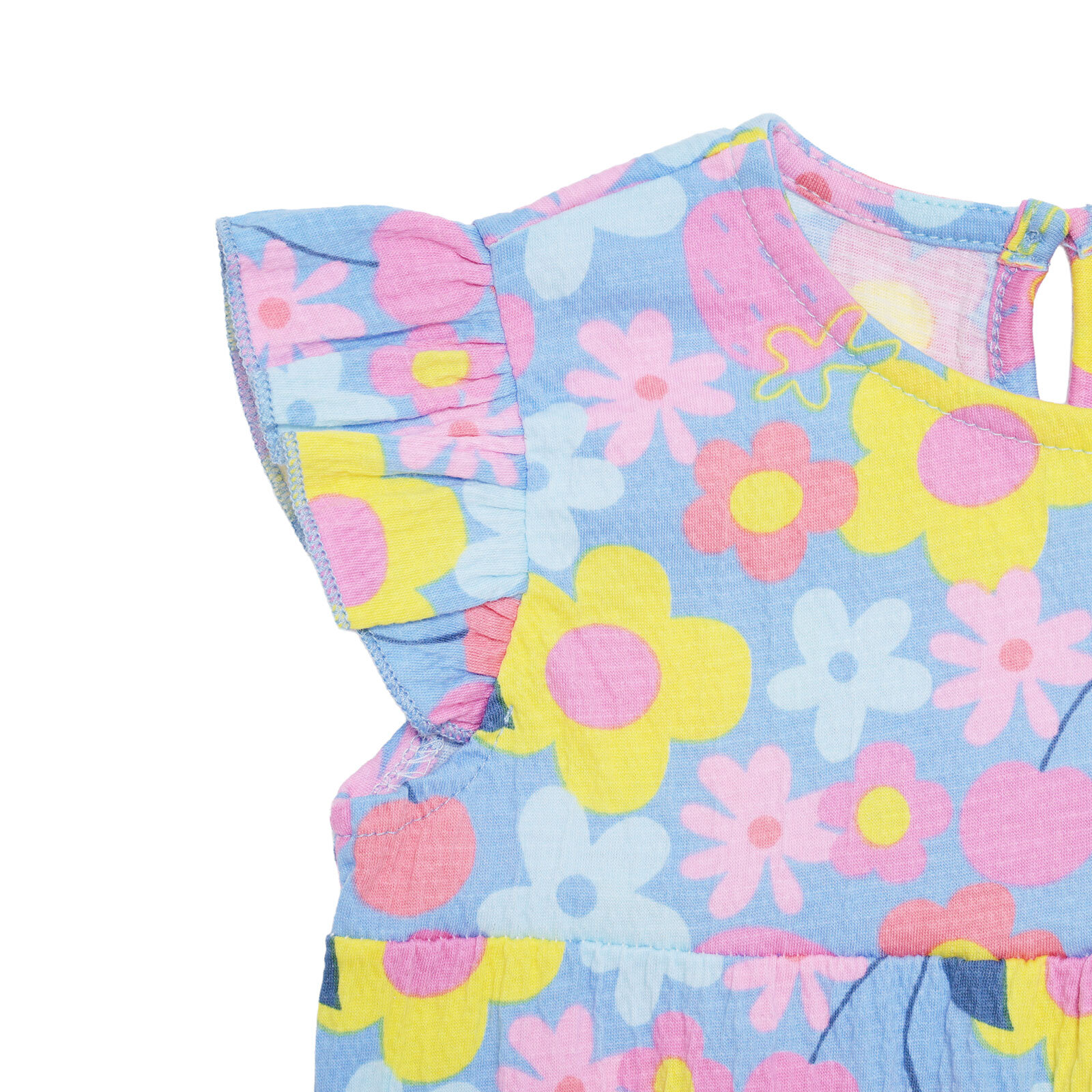 Kız Bebek Kısa Tulum Bisiklet Yaka Kısa Kol Lastikli Paça Kız Bebek Kısa Tulum Bisiklet Yaka Kısa Kol Lastikli Paça