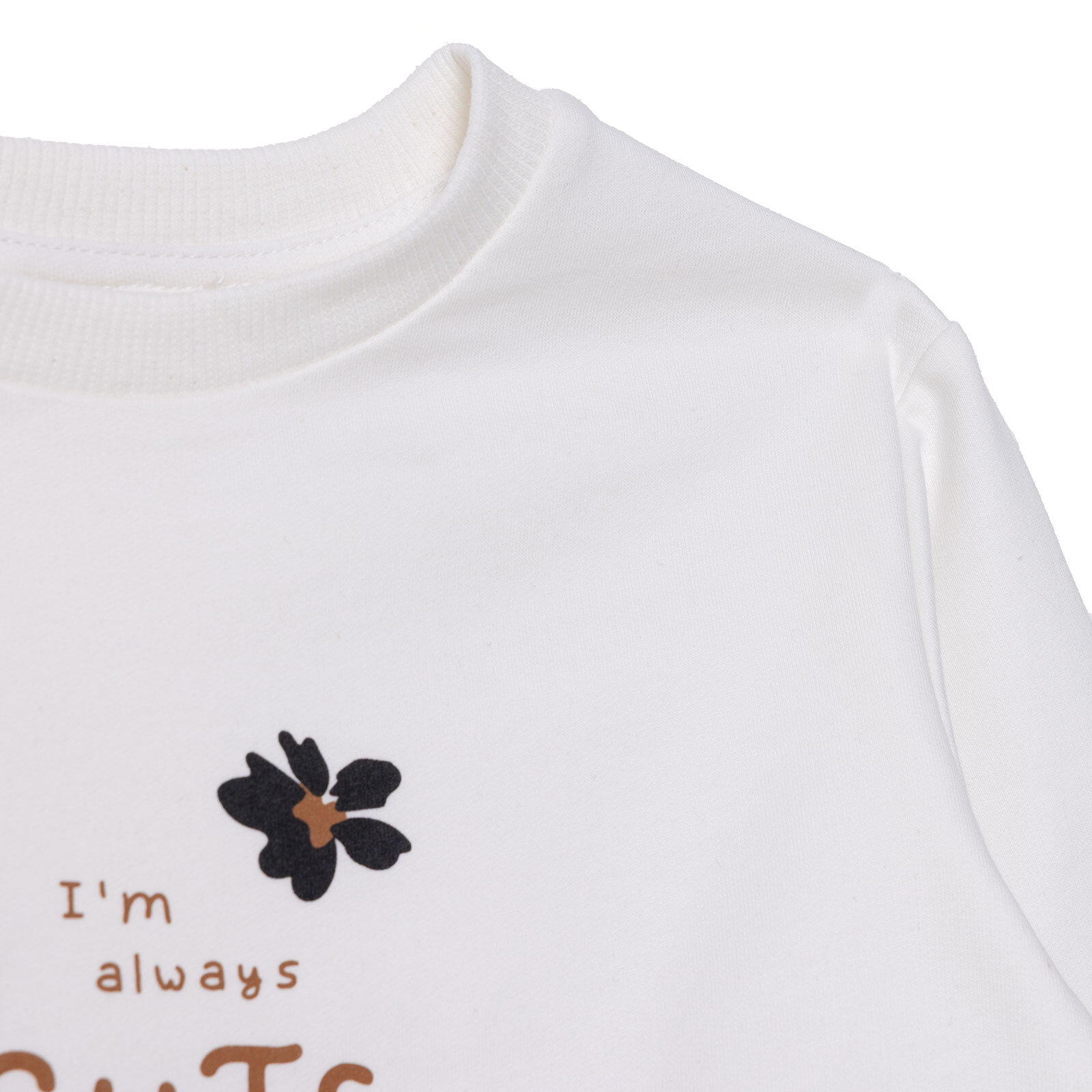 Kız Bebek Leopar Eşofman Takımı Üç İplik Çıtçıtlı Yaka Uzun Kol Lastikli Paça