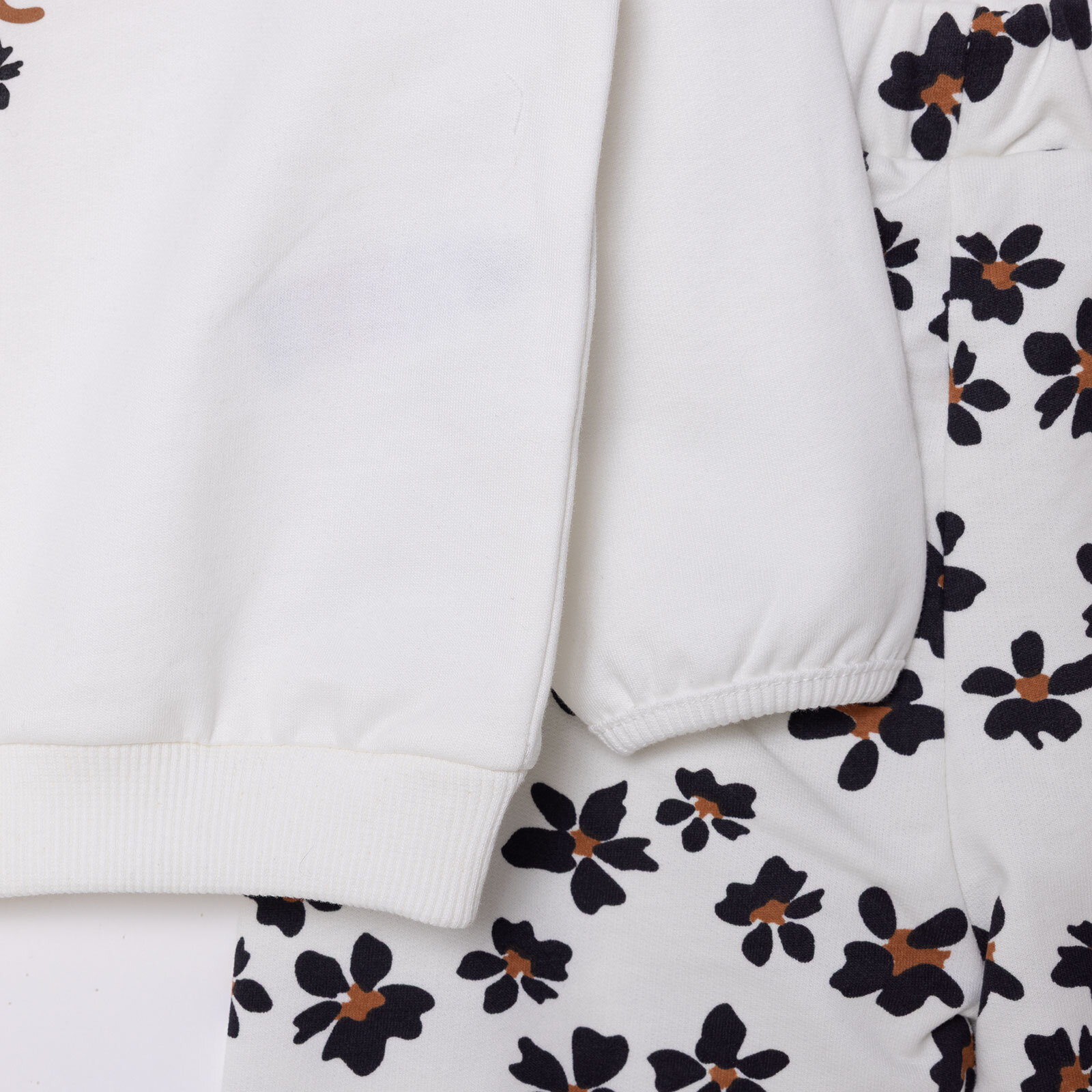 Kız Bebek Leopar Eşofman Takımı Üç İplik Çıtçıtlı Yaka Uzun Kol Lastikli Paça