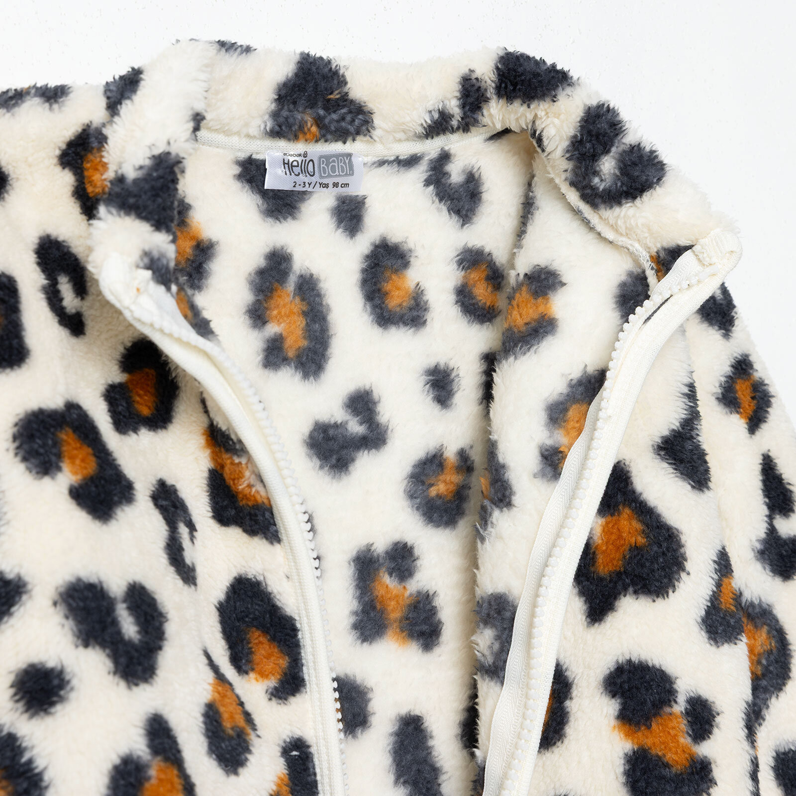 Kız Bebek Leopar Welsoft Hırka Peluş Uzun Kol Kız Bebek Leopar Welsoft Hırka Peluş Uzun Kol