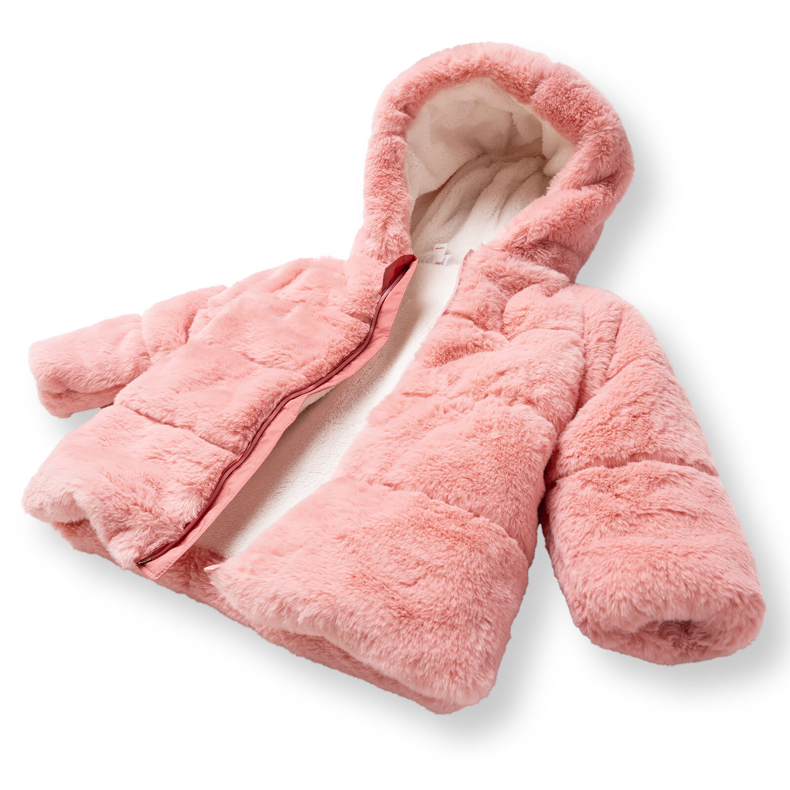 Kız Bebek Mont Peluş Fermuarlı Uzun Kol