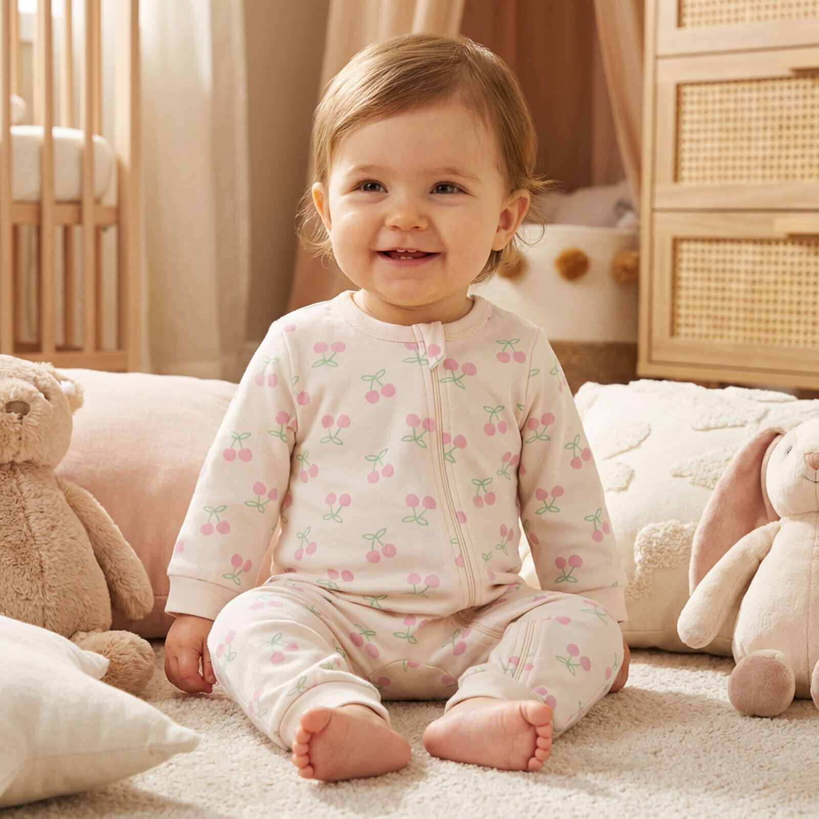 Kız Bebek Patiksiz Tulum Bisiklet Yaka Uzun Kol Ribanalı Paça