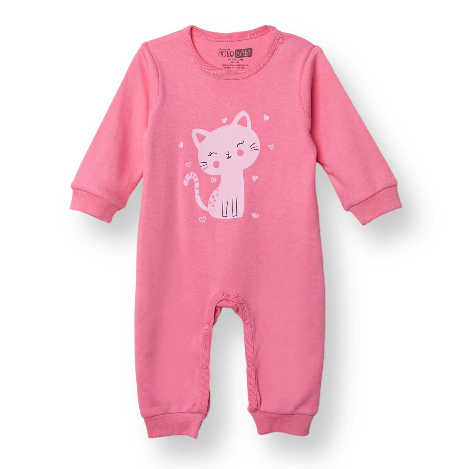 Kız Bebek Patiksiz Tulum İnterlok Bisiklet Yaka Uzun Kol Ribanalı Paça