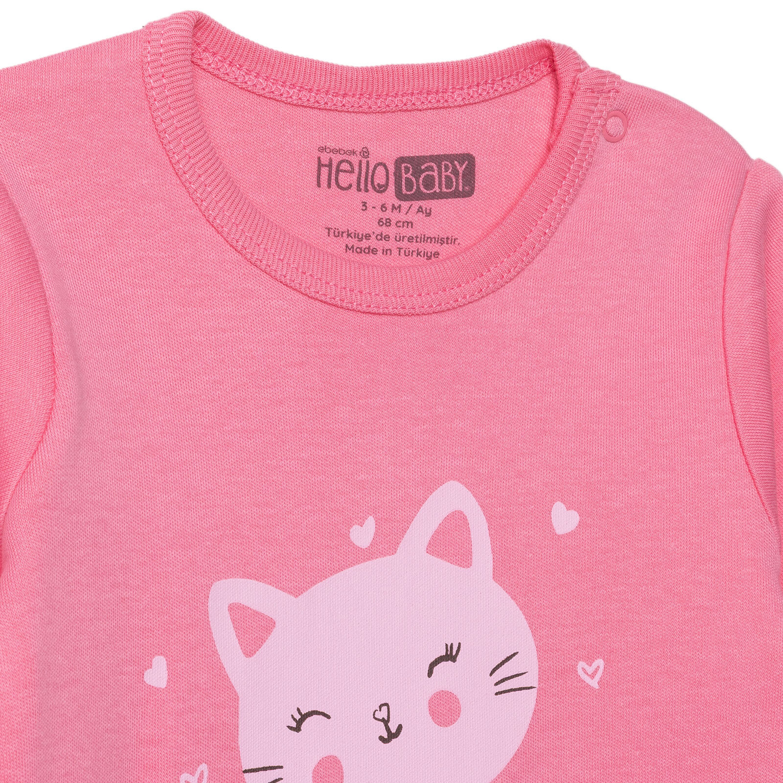 Kız Bebek Patiksiz Tulum İnterlok Bisiklet Yaka Uzun Kol Ribanalı Paça