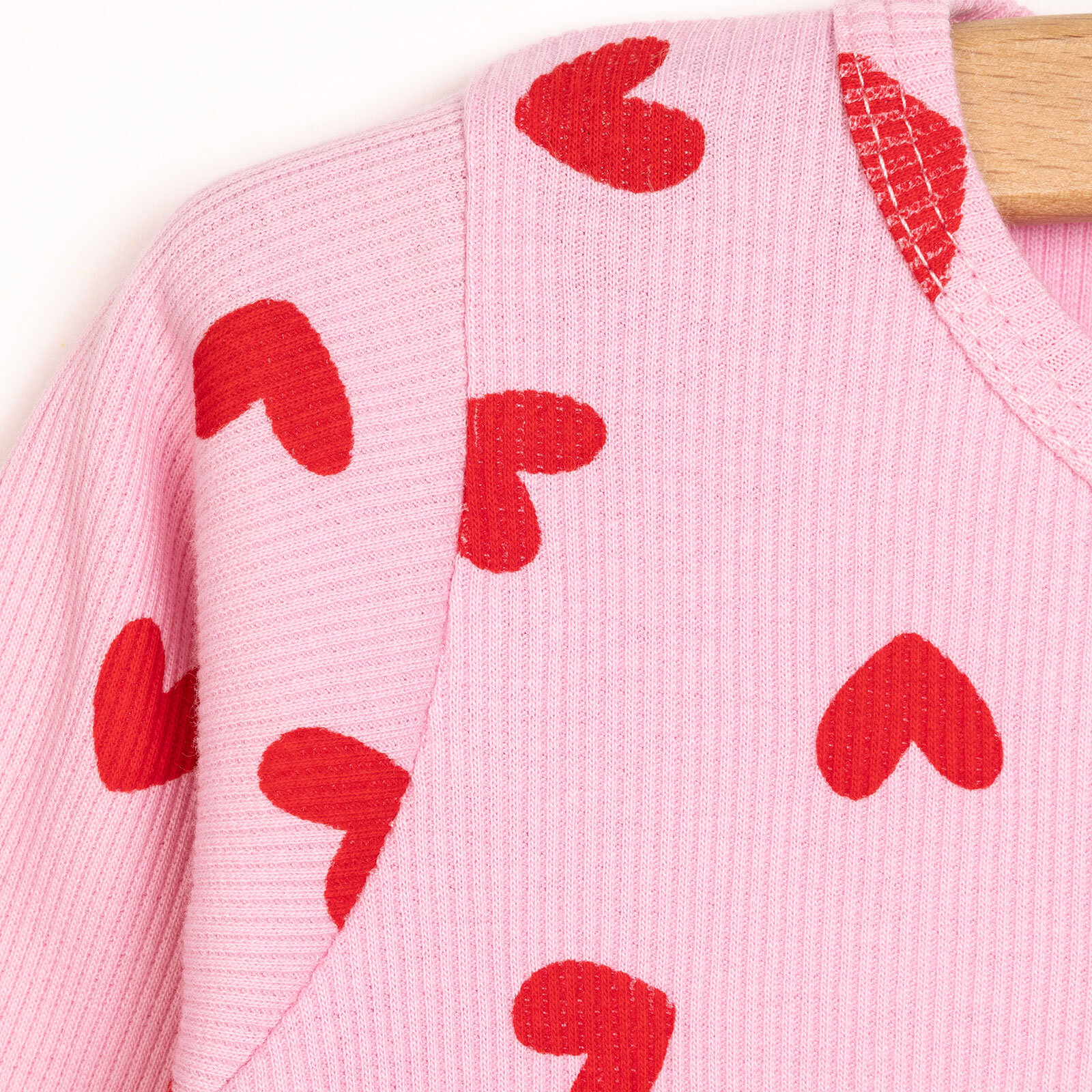 Kız Bebek Pijama Takım Kaşkorse Kalp Desen Bisiklet Yaka Uzun Kol Pembe Kız Bebek Pijama Takım Kaşkorse Kalp Desen Bisiklet Yaka Uzun Kol Pembe