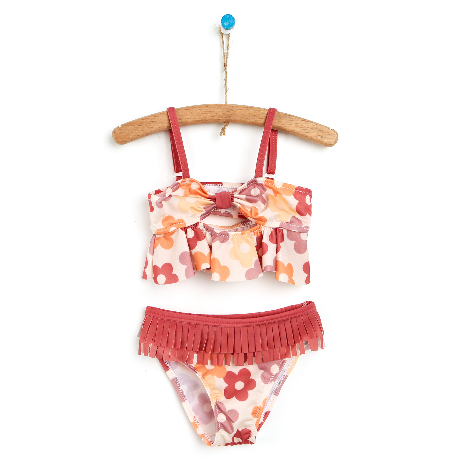 Retro Çiçek Bikini Alt Üst Takım Kız Bebek