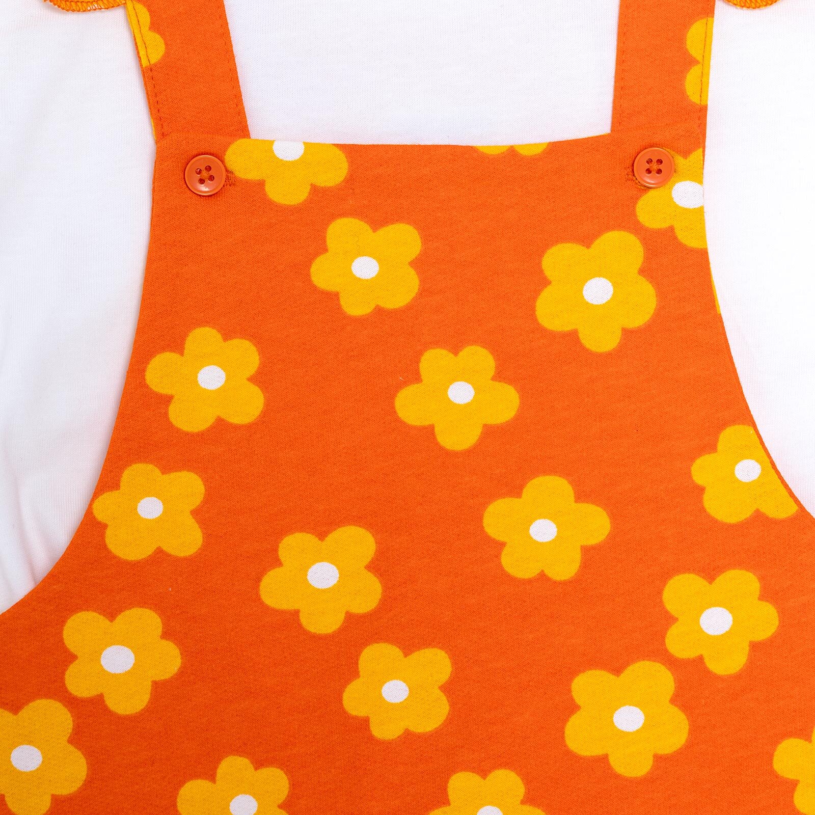 Kız Bebek Şort Salopet-Tshirt İki İplik Bisiklet Yaka Kısa Kol Reçme Paça