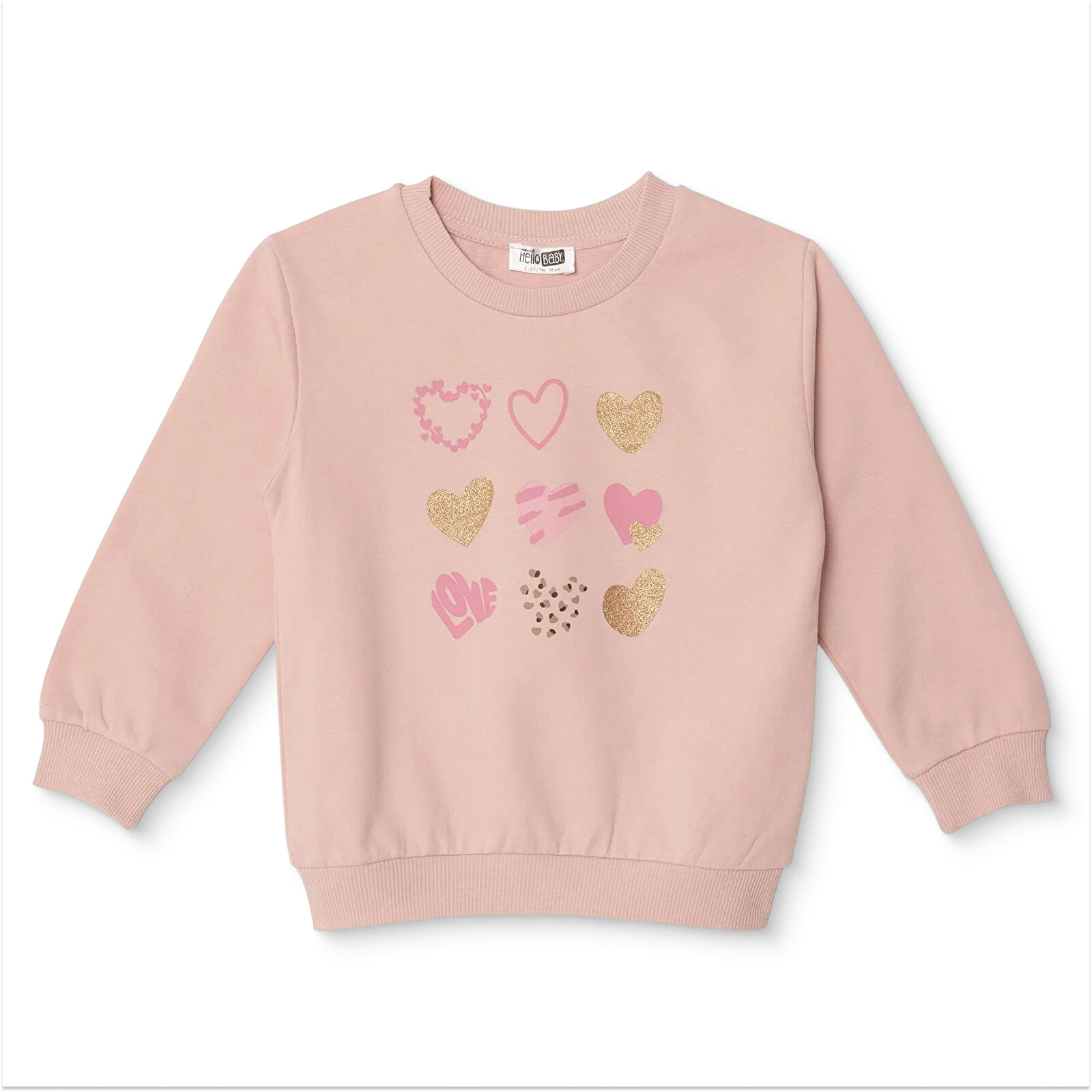 Kız Bebek Sweatshirt Bisiklet Yaka Uzun Kol