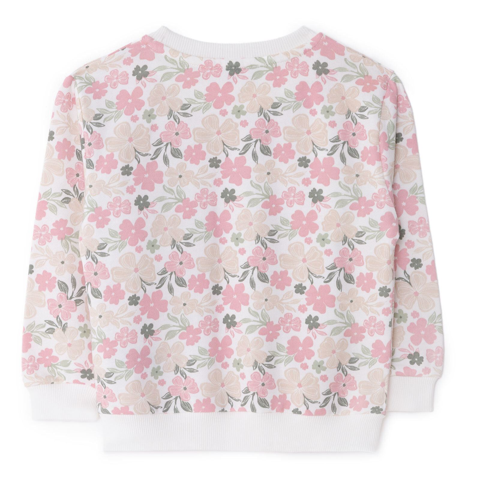 Kız Bebek Sweatshirt Çiçekli Bisiklet Yaka Uzun Kol