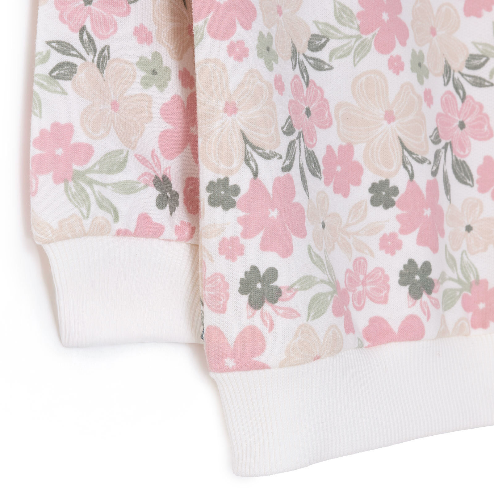 Kız Bebek Sweatshirt Çiçekli Bisiklet Yaka Uzun Kol