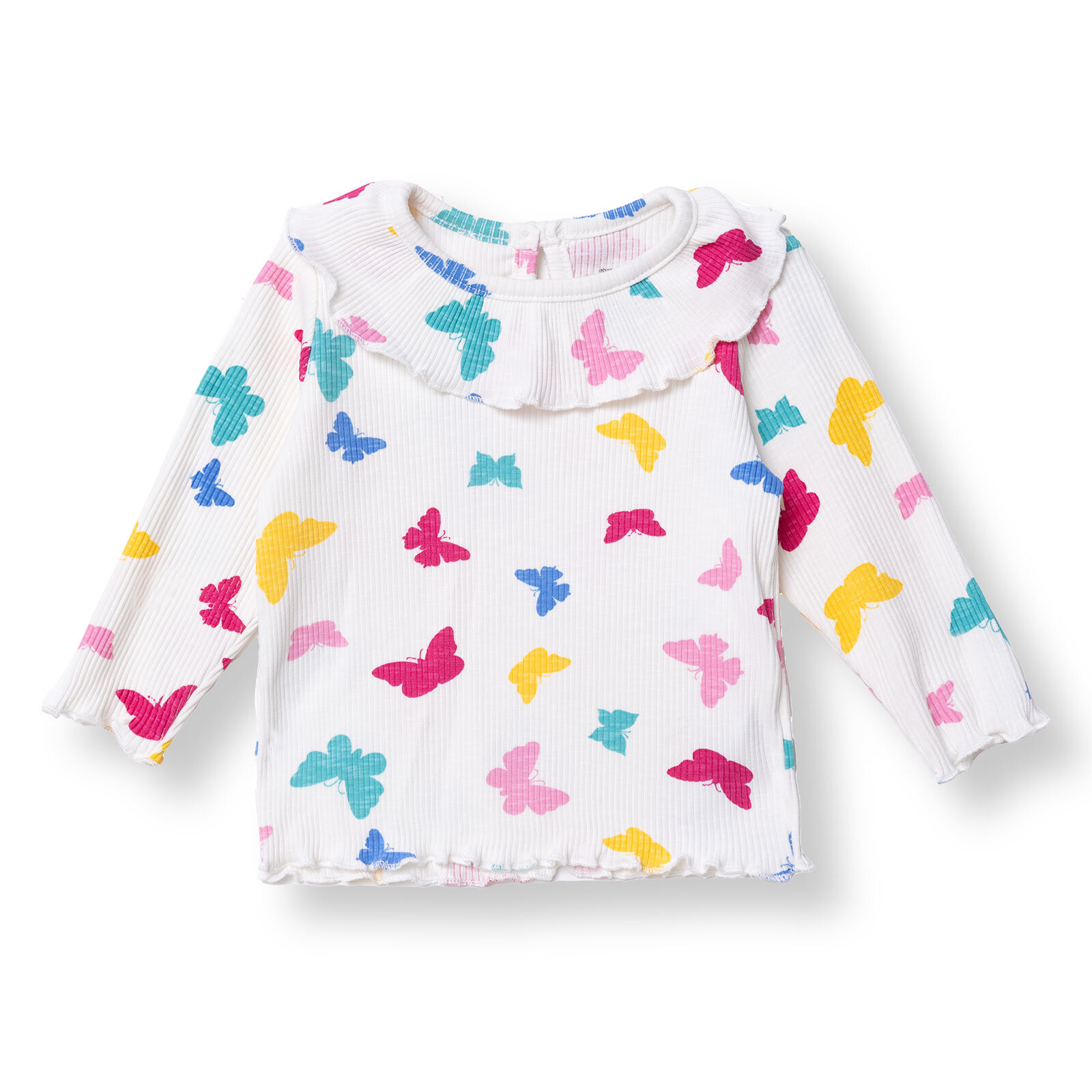 Kız Bebek Sweatshirt Düğmeli Bisiklet Yaka Uzun Kol