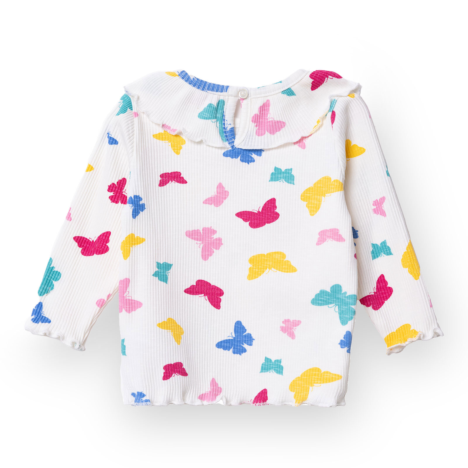 Kız Bebek Sweatshirt Düğmeli Bisiklet Yaka Uzun Kol