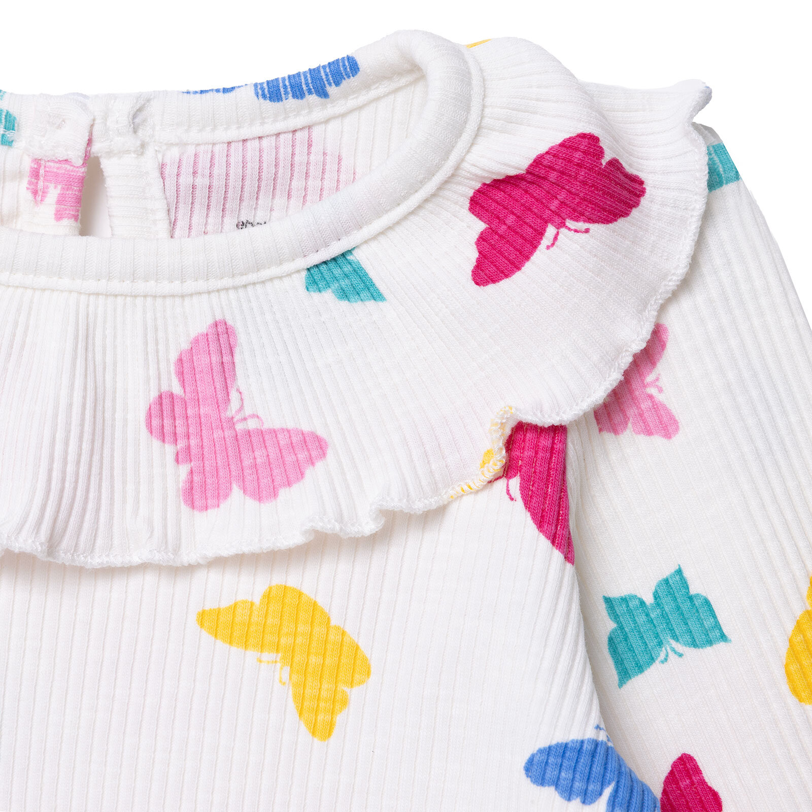 Kız Bebek Sweatshirt Düğmeli Bisiklet Yaka Uzun Kol