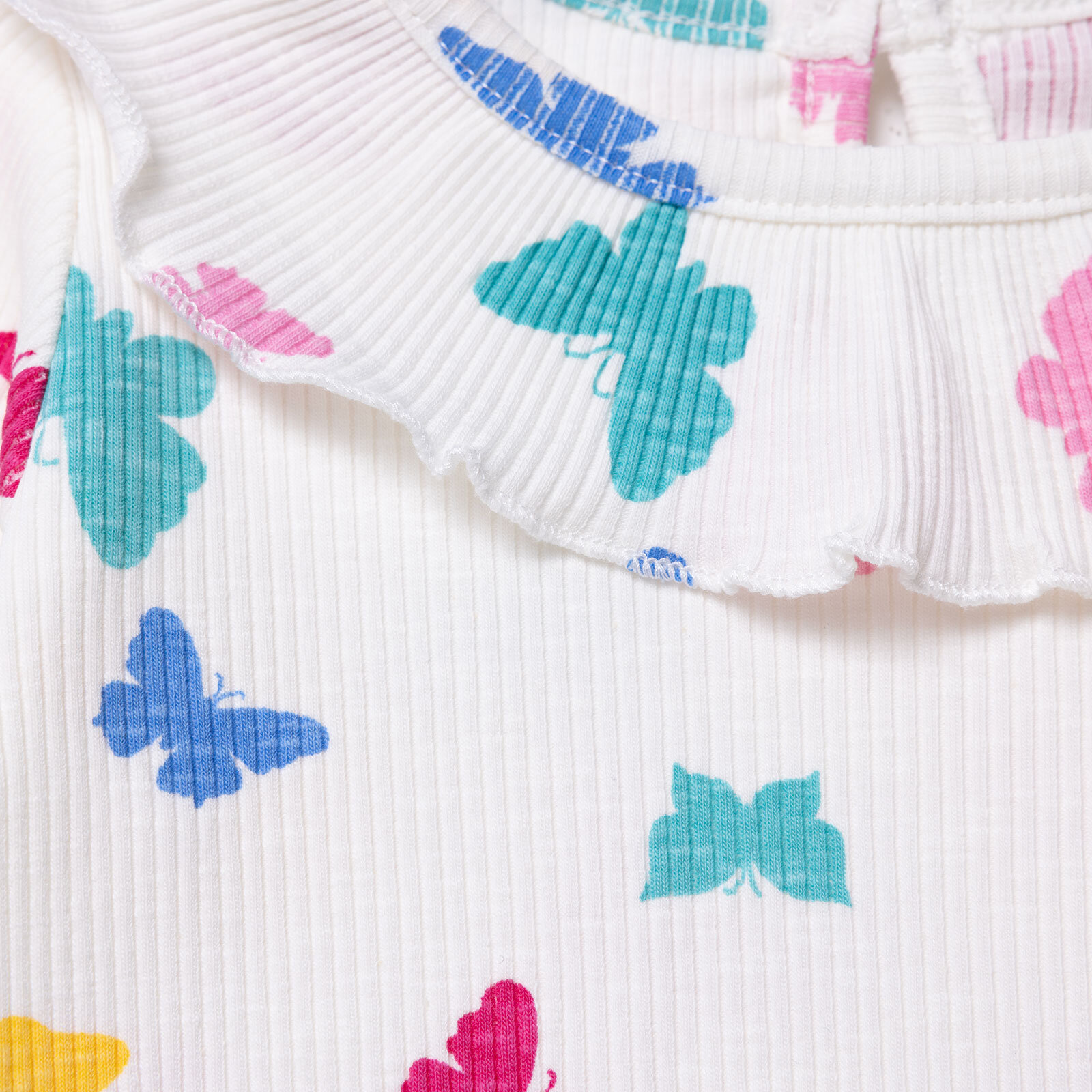 Kız Bebek Sweatshirt Düğmeli Bisiklet Yaka Uzun Kol