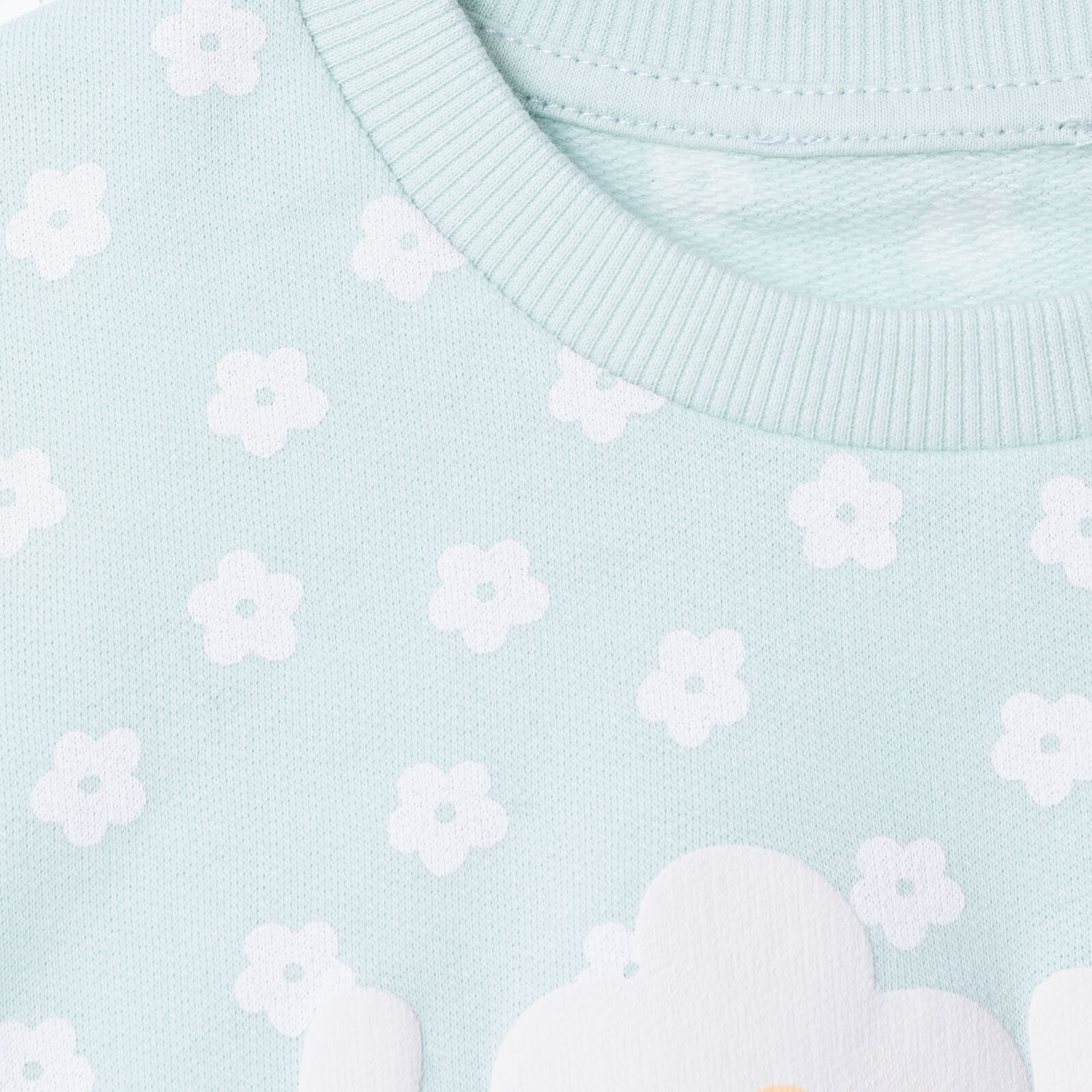 Kız Bebek Sweatshirt Şardonlu Bisiklet Yaka Uzun Kol