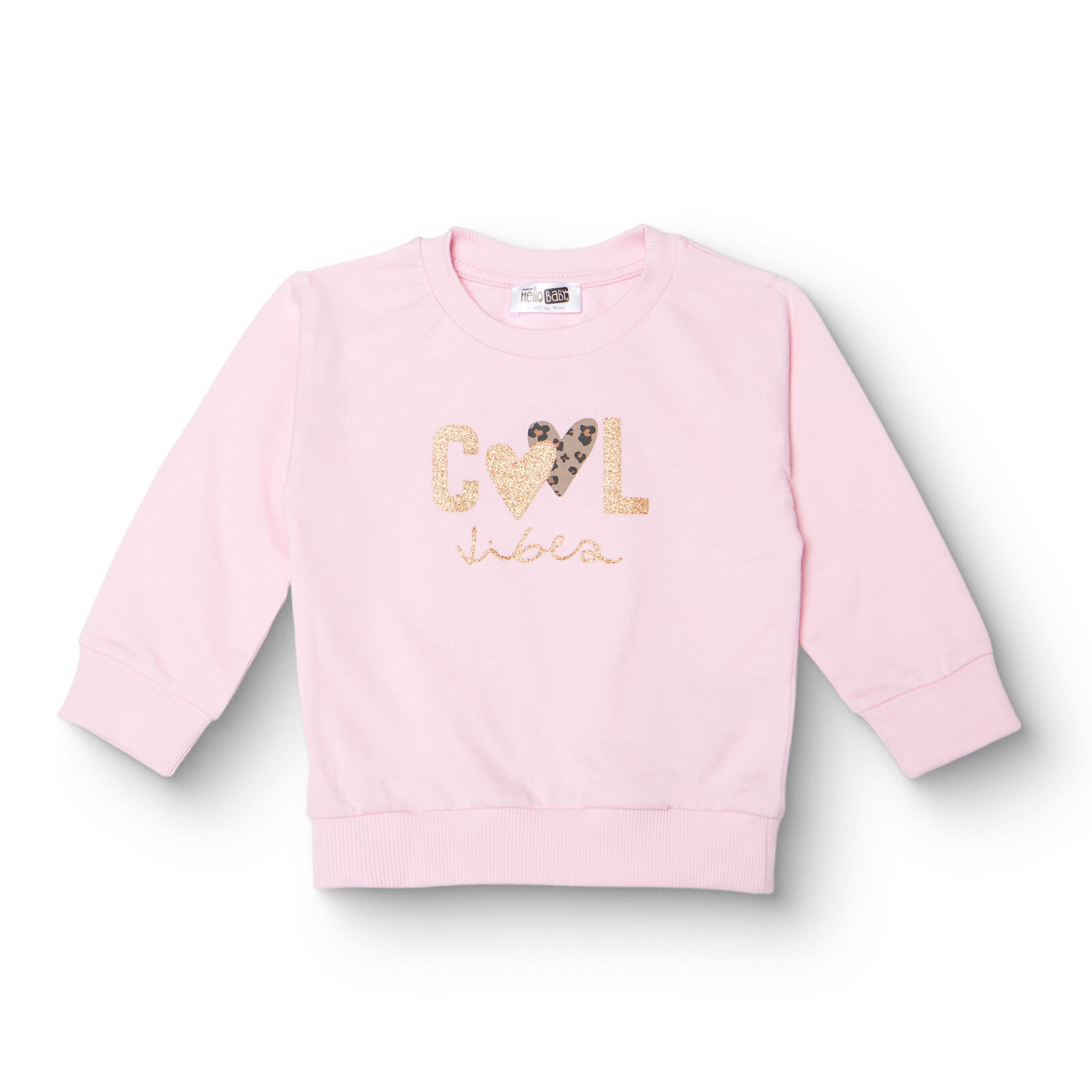 Kız Bebek Sweatshirt Şardonlu İki İplik Bisiklet Yaka Uzun Kol