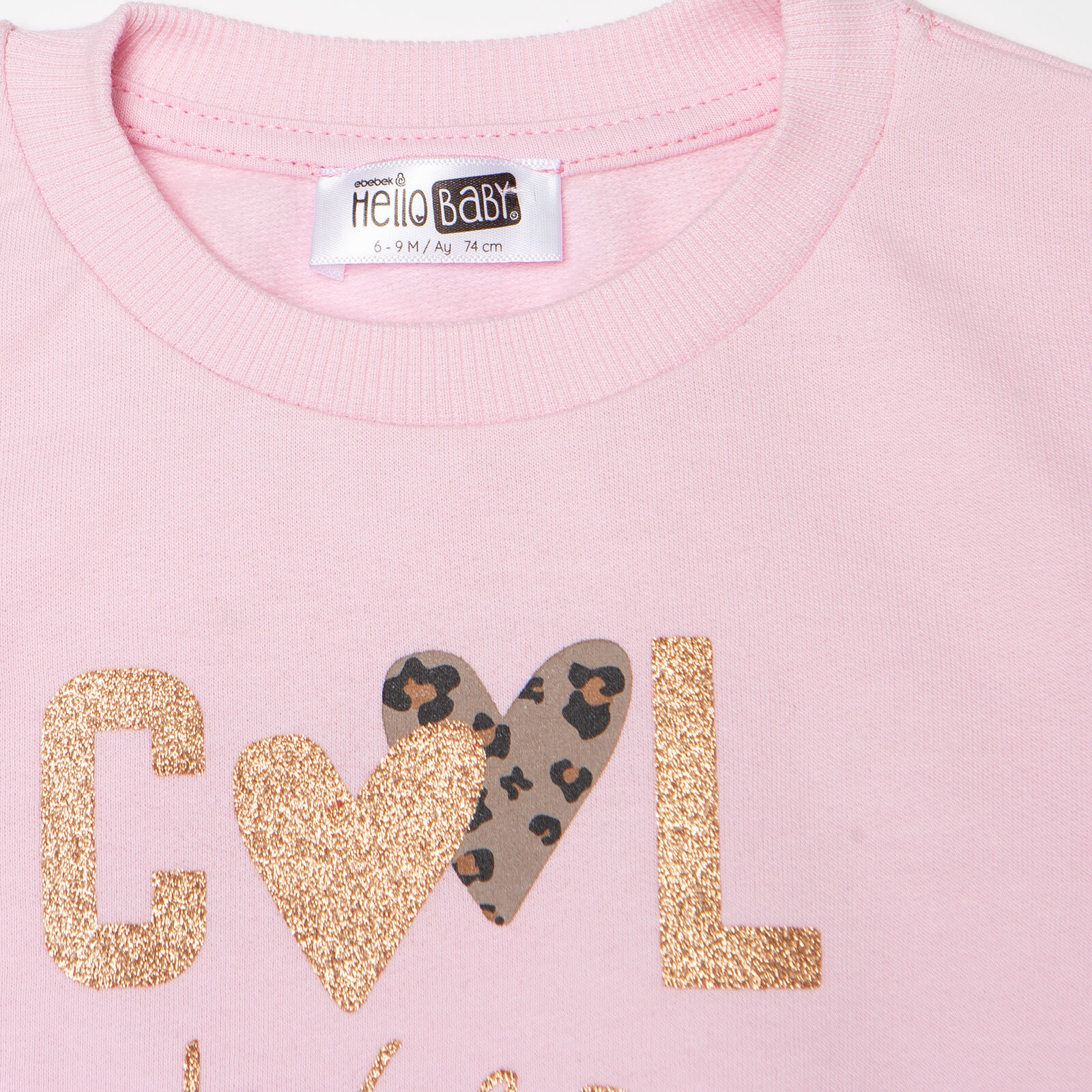 Kız Bebek Sweatshirt Şardonlu İki İplik Bisiklet Yaka Uzun Kol