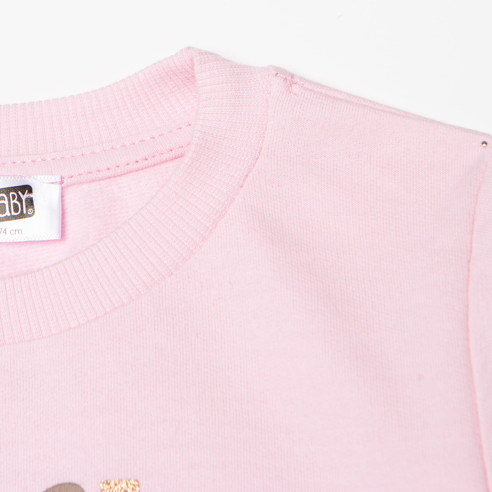 Kız Bebek Sweatshirt Şardonlu İki İplik Bisiklet Yaka Uzun Kol