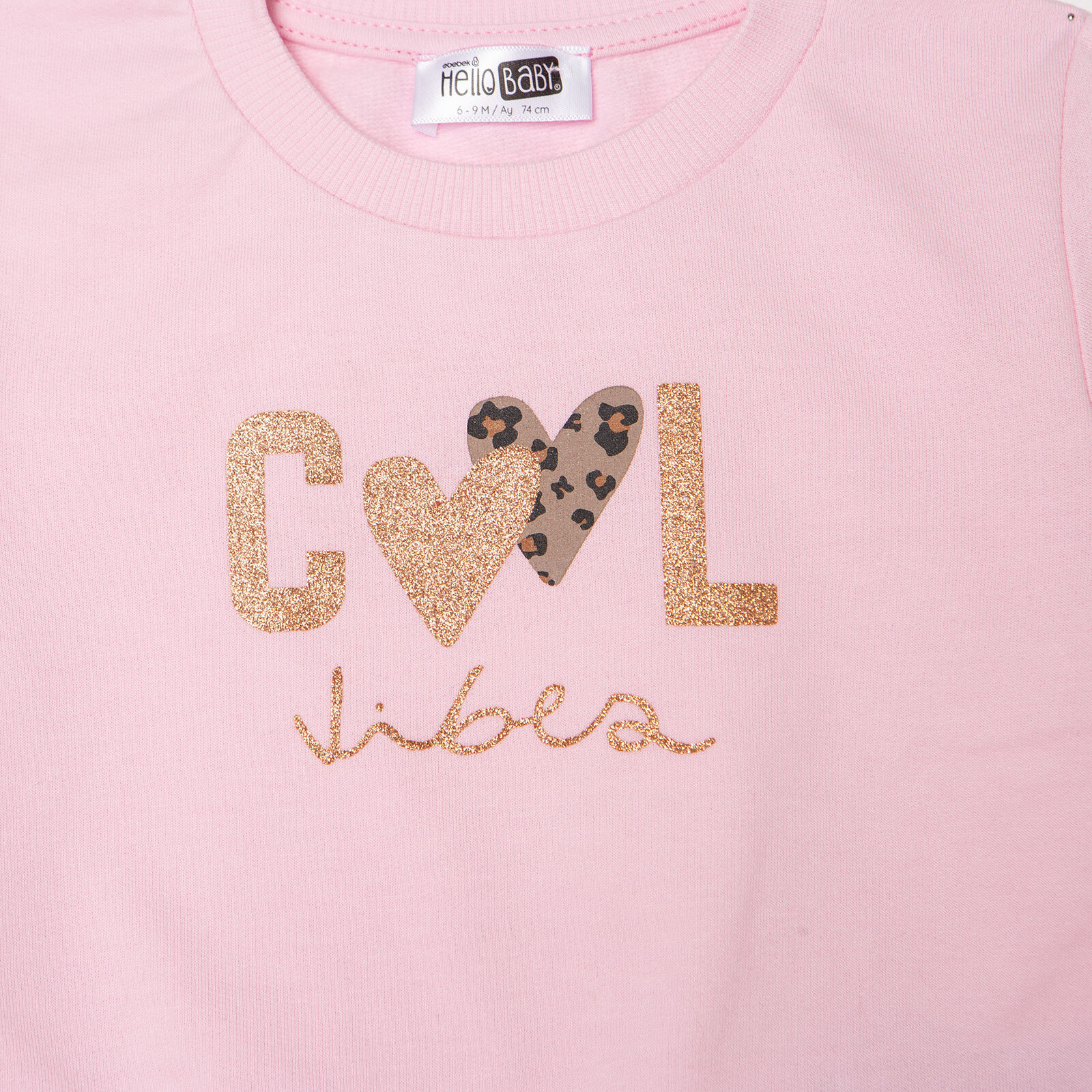 Kız Bebek Sweatshirt Şardonlu İki İplik Bisiklet Yaka Uzun Kol