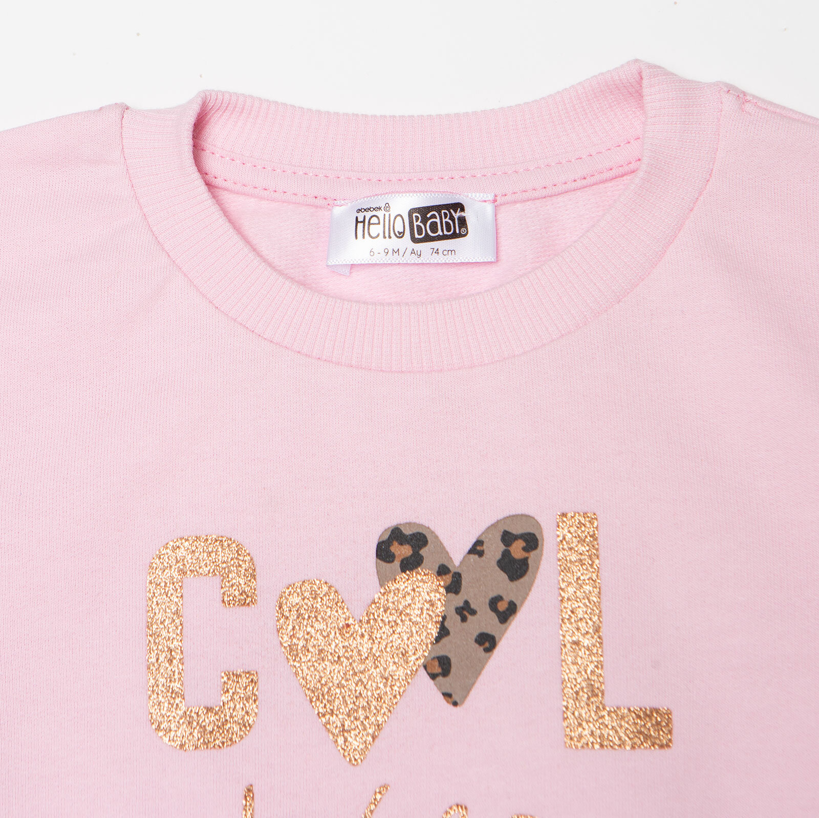 Kız Bebek Sweatshirt Şardonlu İki İplik Bisiklet Yaka Uzun Kol