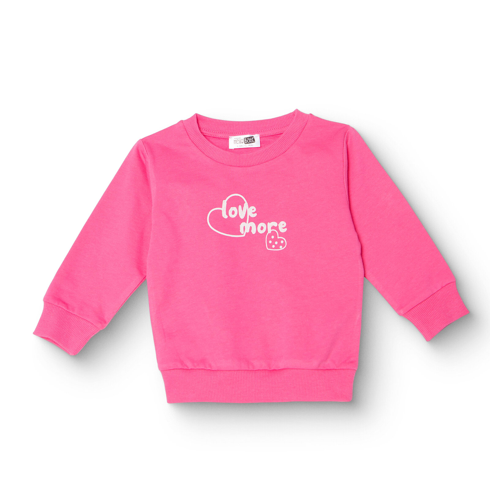 Kız Bebek Sweatshirt Şardonlu İki İplik Bisiklet Yaka Uzun Kol